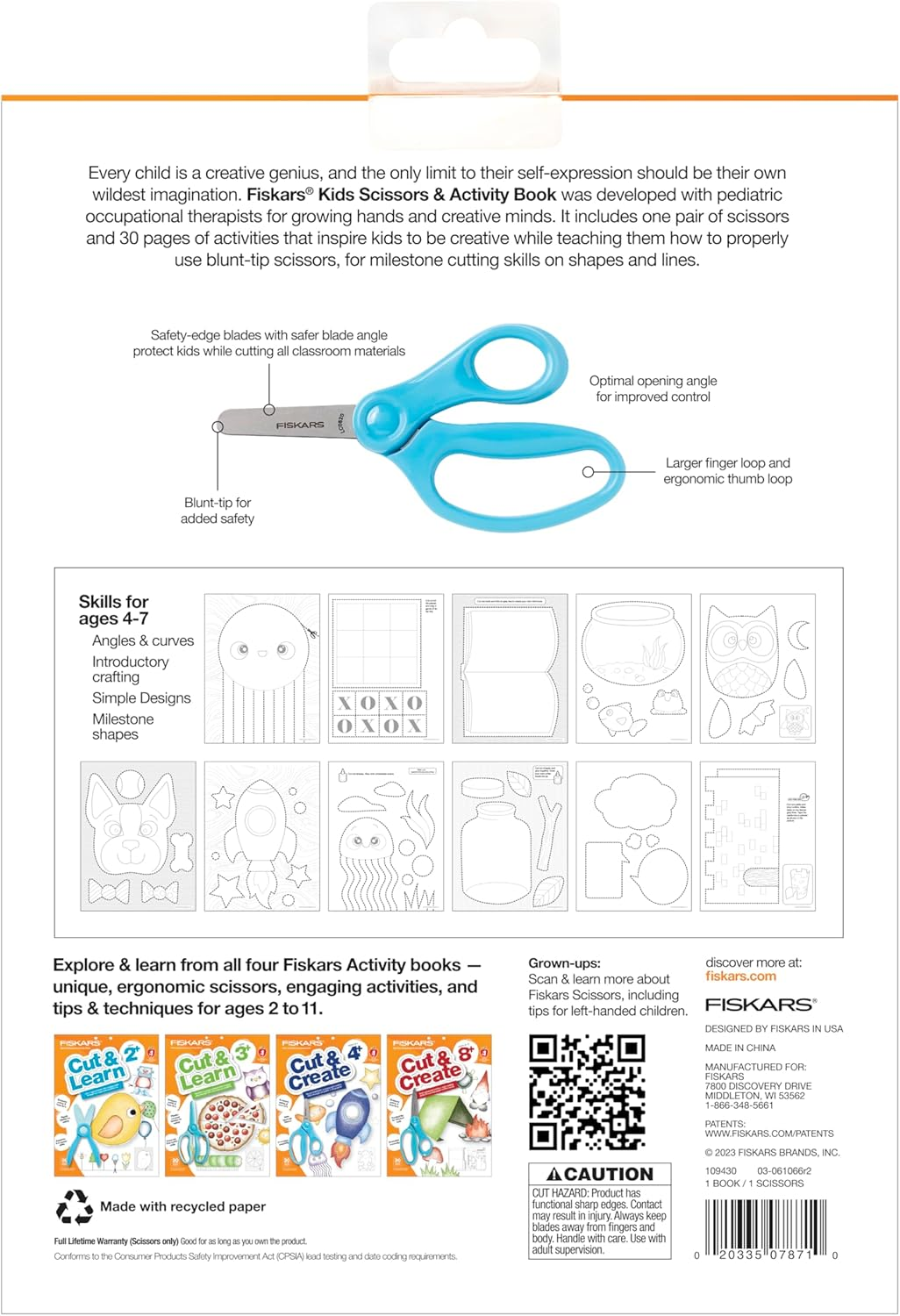 Fiskars Cut & Create Activity Book with 5In Kids Scissors - Gifts for Kids - Ages 4+ image number 5