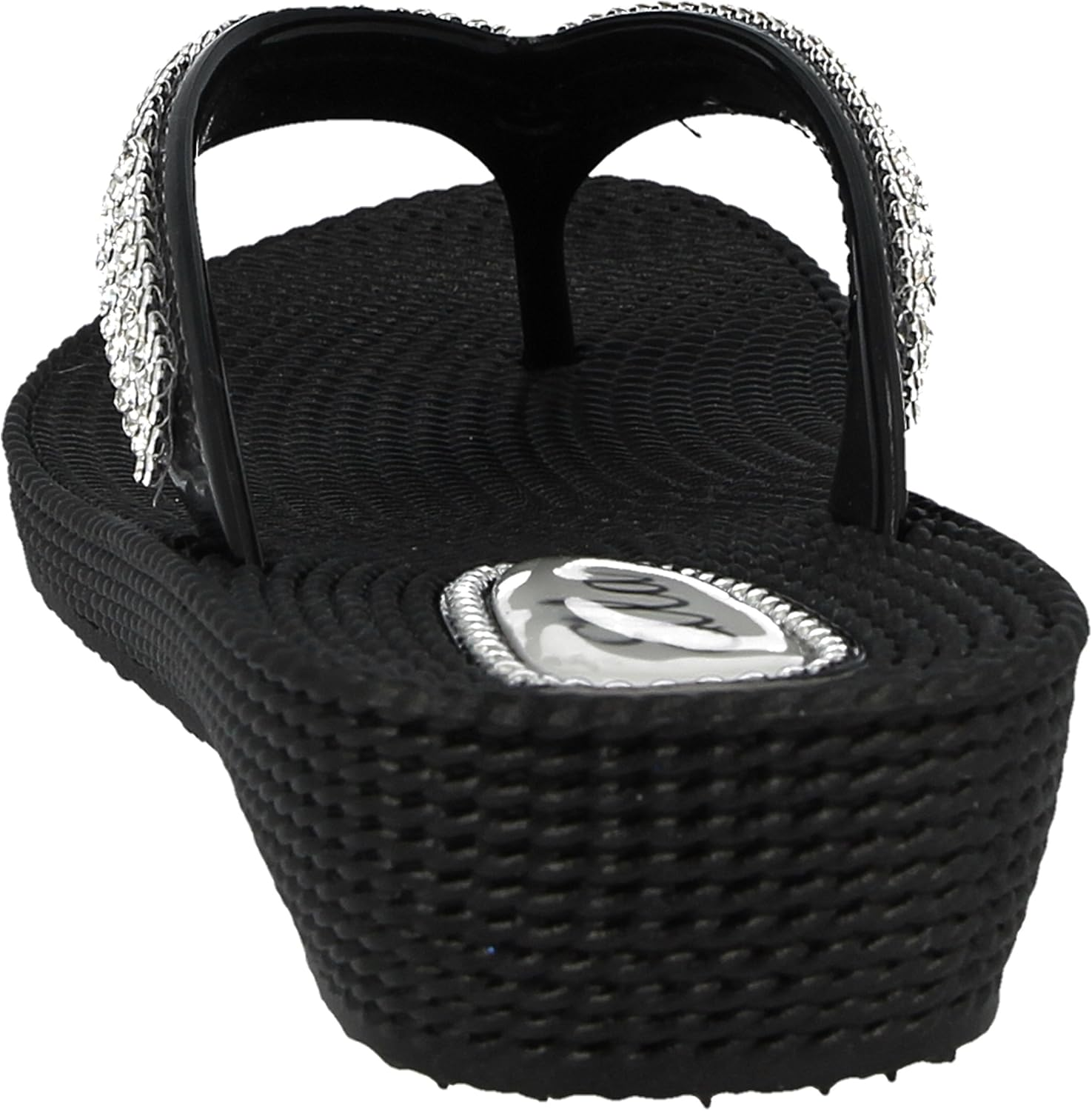 Ella Ladies S1 Diamante Toe Post Flat Low Wedge Jelly Flip Flop Summer Sandals Size 3-8