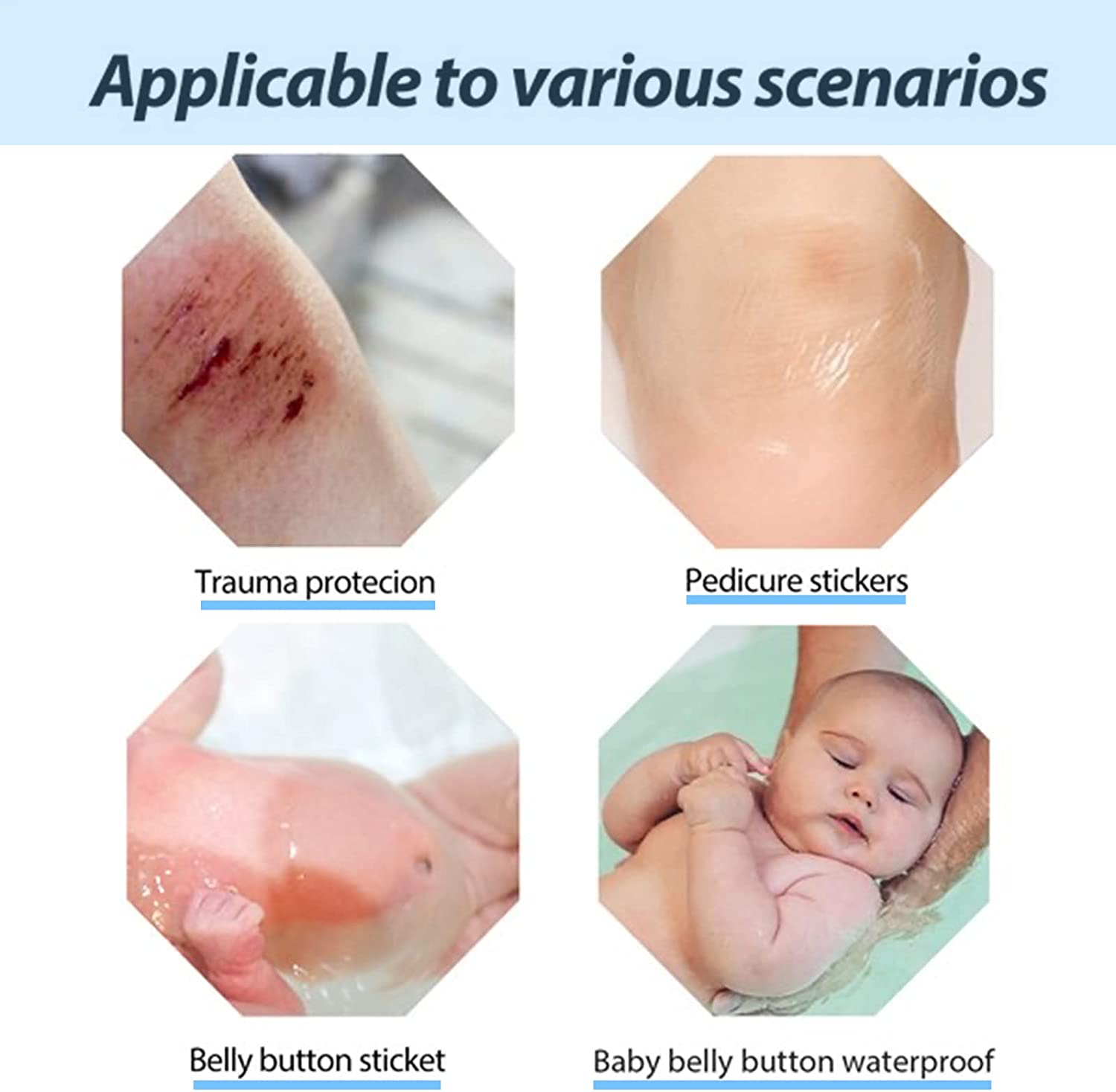 Upgraded Baby Shower Ear Stickers - 100PCS Newborn Waterproof Ear Cap with Thickened Absorbent Cotton Disposable Ear Covers Ear Protection for Shower Bathing Swimming Surfing Water Sports - Ear Protector, Transparency (7 X 9Cm for Adult) image number 1