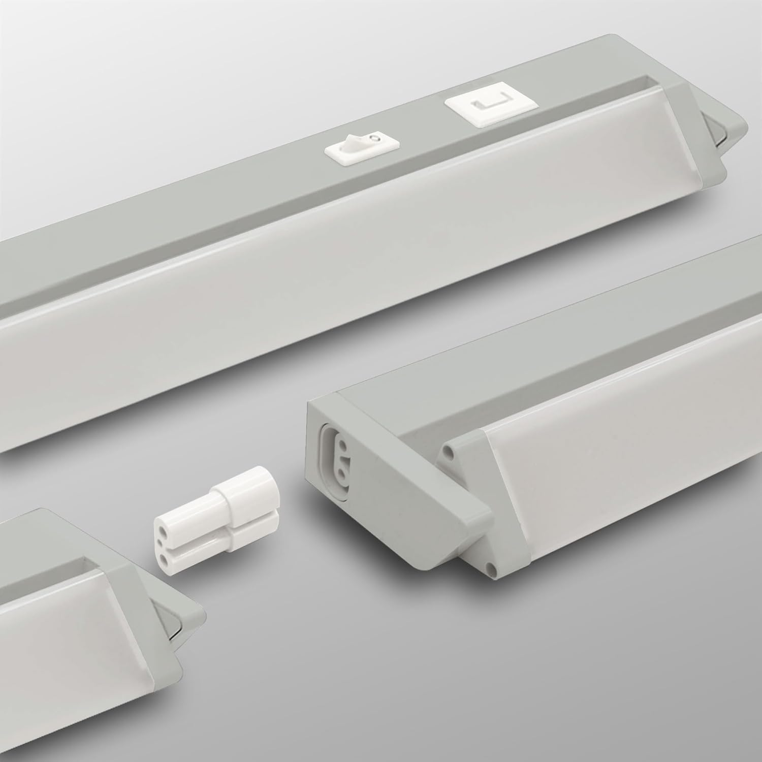 Max K O M F O R T Sera-M LED Under-Unit Light, 56 Cm, Swivelling, Grey, Kitchen Lamp with Switch and 3-Level Dimming Function, 8 W, CCT Colour Changing, Warm White/Neutral White/Cool White, 750 Lm