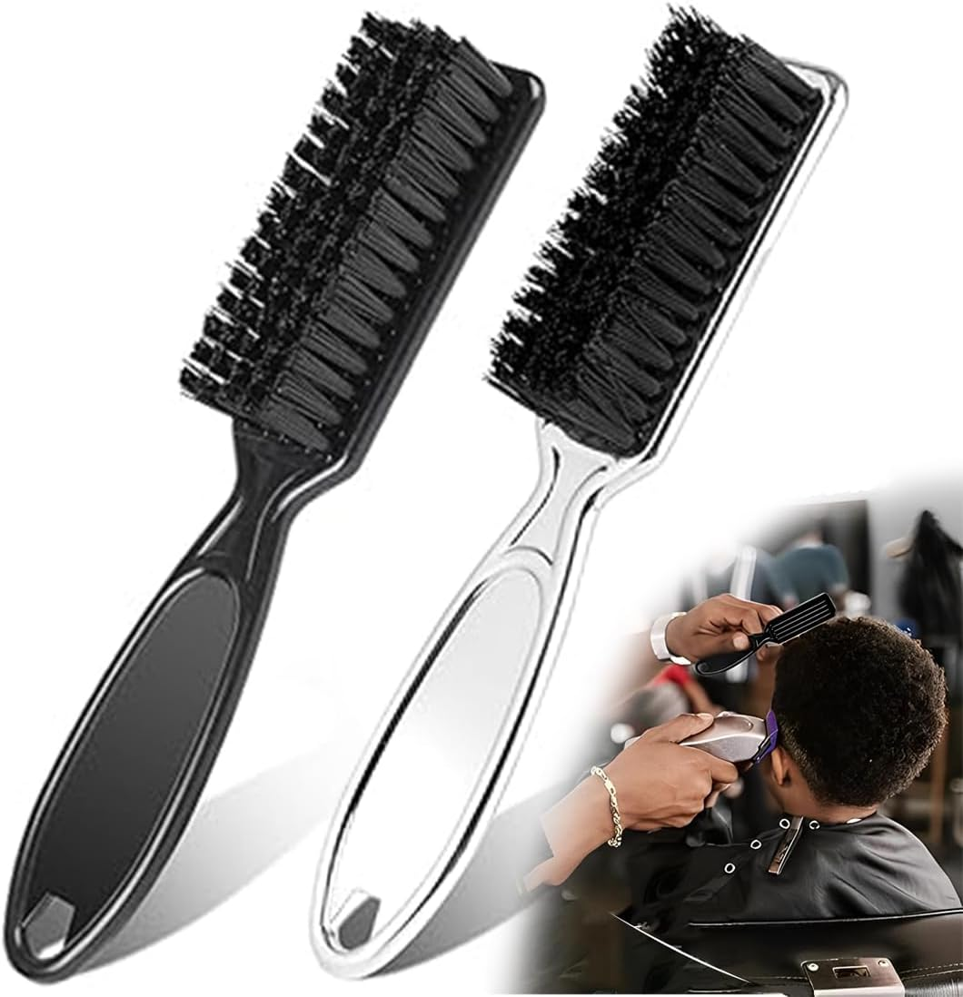 Pack of 2 Cleaning Brush, Blade Cleaning Brush, Nylon Brush, Nail Brush, Trimmer, Hairdressing Cleaning Brush, Hair Clippers Tool (Black and Silver) image number 5