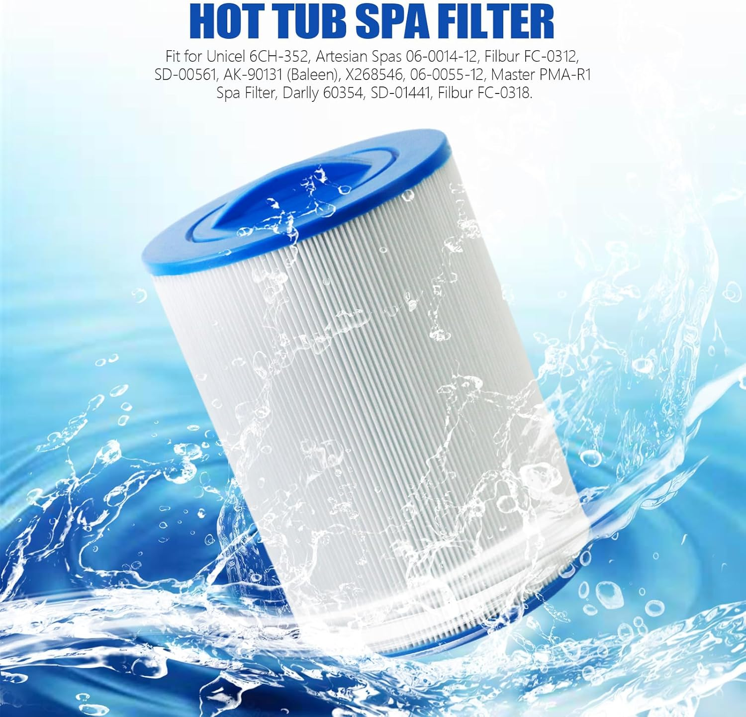 PAS40-F2M Hot Tub Filter 6CH-352 - Spa Filter Cartridge Replacement Fit for Unicel, Artesian Spas 06-0014-12, Filbur FC-0312, Master Spas PMA-R1 Filters, 40 Sq.Ft Hot Tub Filter Cartridge, 2 Pack image number 4