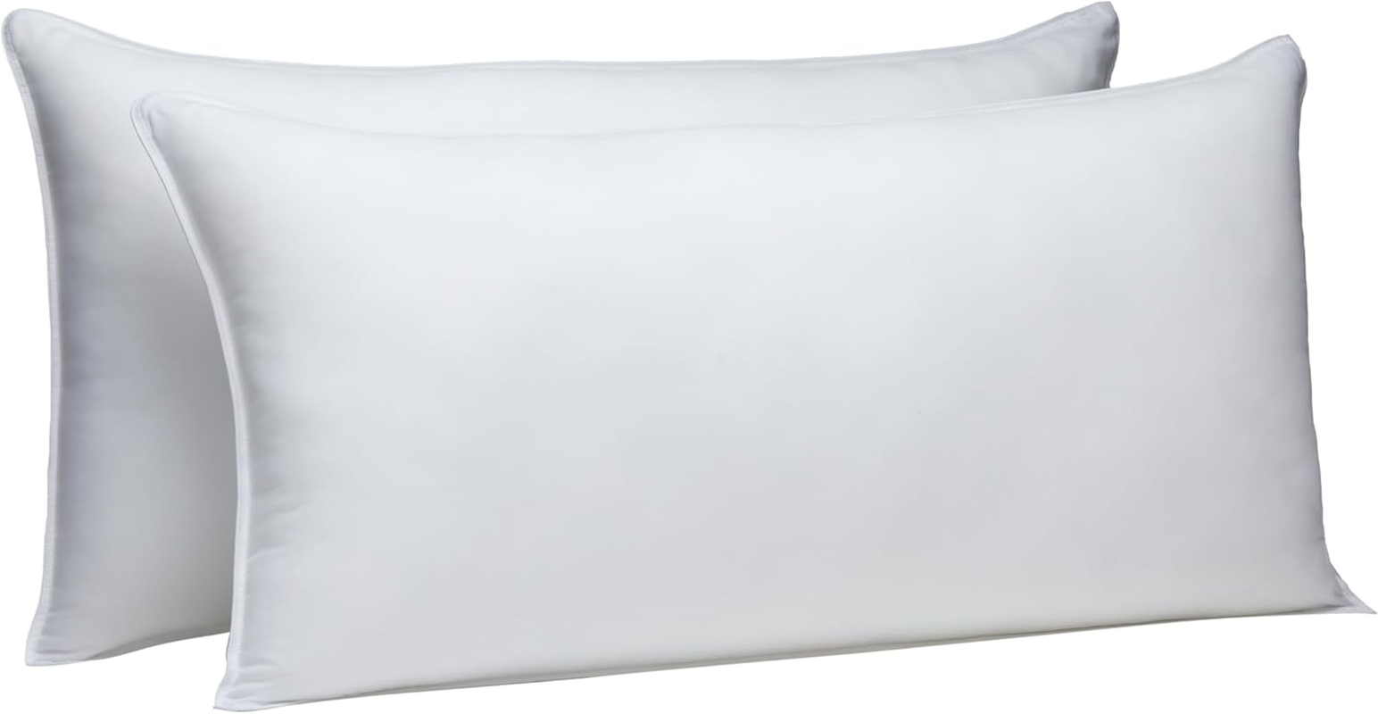 Amazon Basics down Alternative Bed Pillows, Medium Density for Back and Side Sleepers - King, 2-Pack image number 2