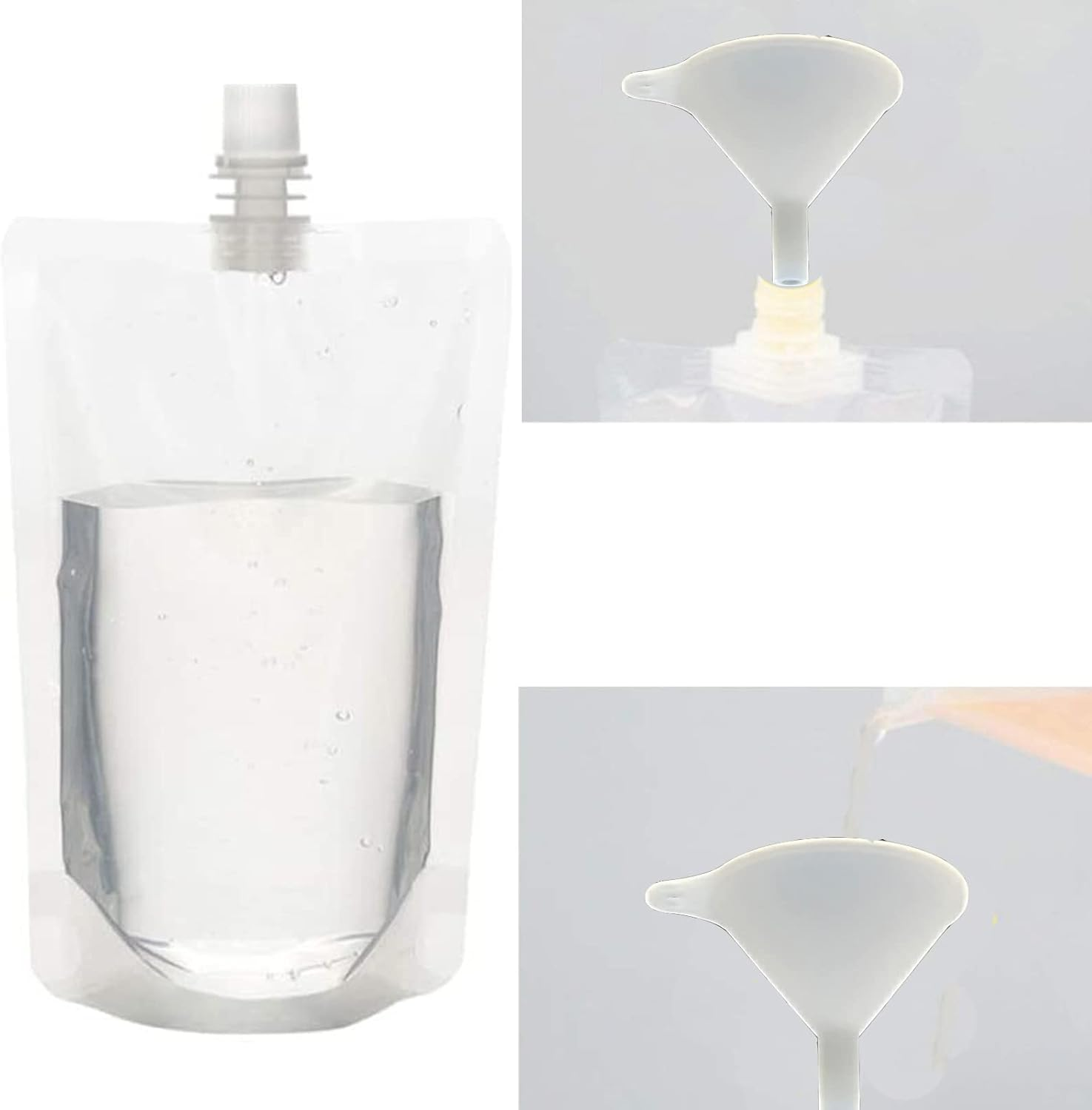 20 Pieces Disposable Drink Pouches,Clear Travel Plastic Drinks Flasks,250Ml & 380Ml image number 4