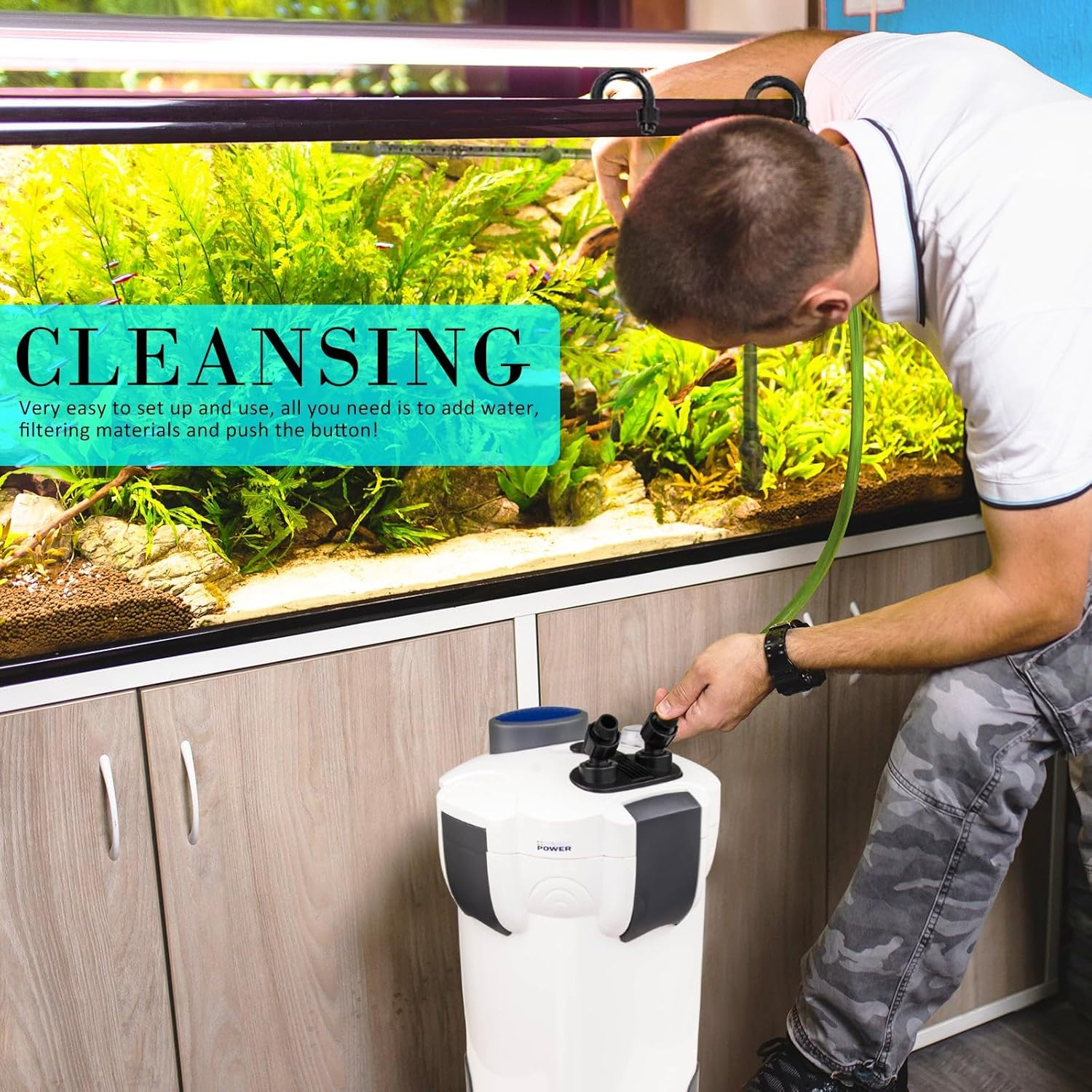 Dynamic Power Canister Filter 1400L/H with UV Light + Media Kit (AQ-HW303)