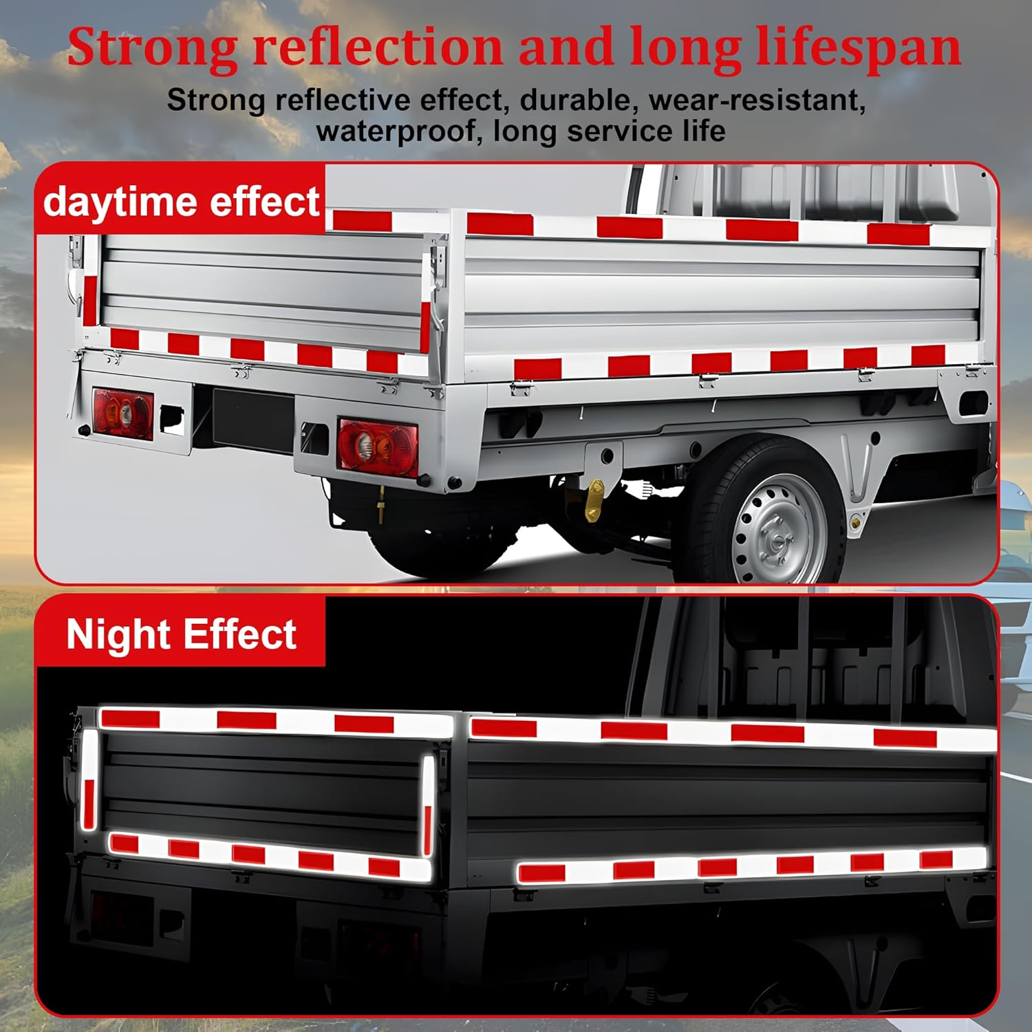 20 Pcs High Visibility Self-Adhesive Driveway Reflectors - Red/White Safety Stickers for Driveway, Garage & Trailers, Easy to Install, Weatherproof Night Road Safety