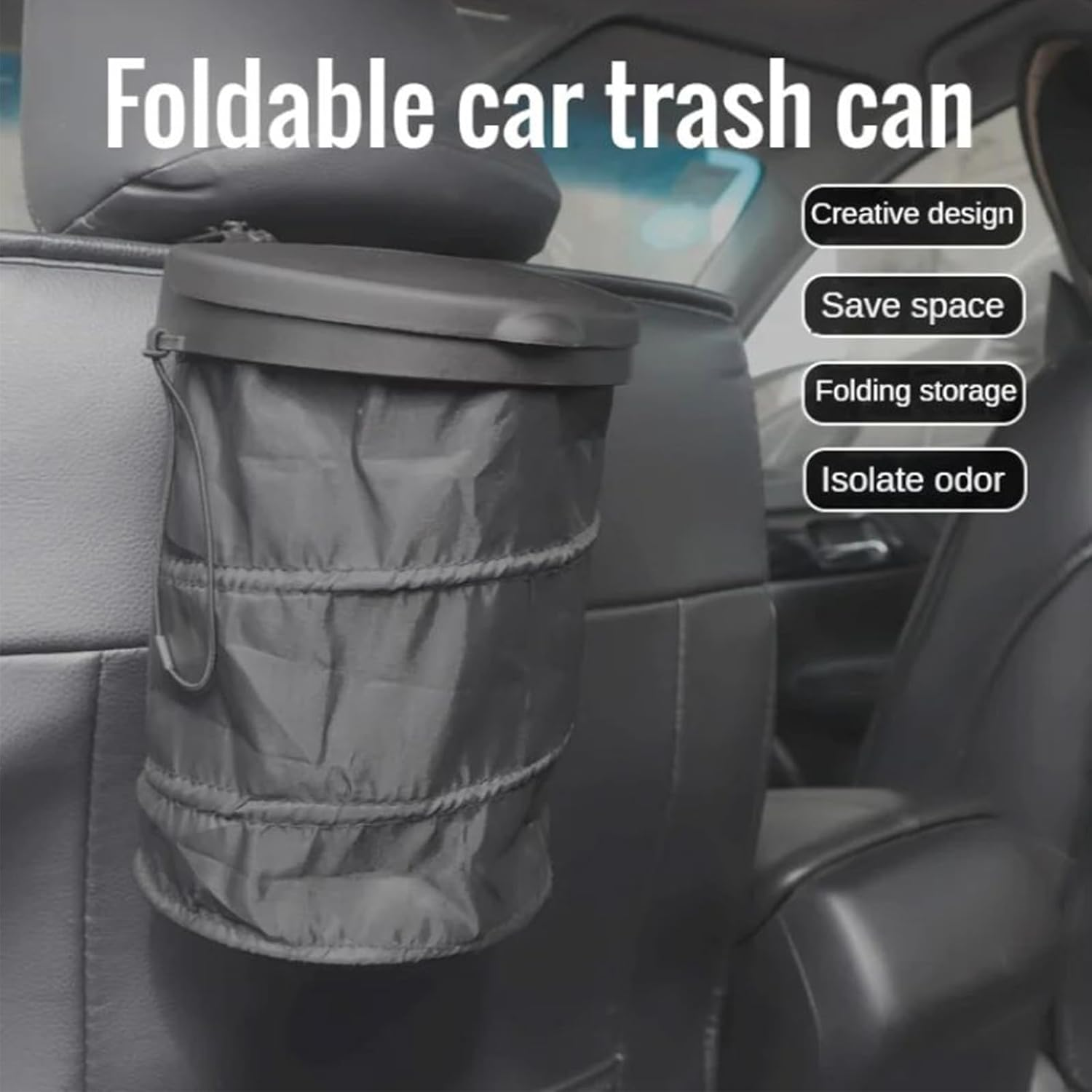 Car Foldable Garbage Bin，Black image number 2