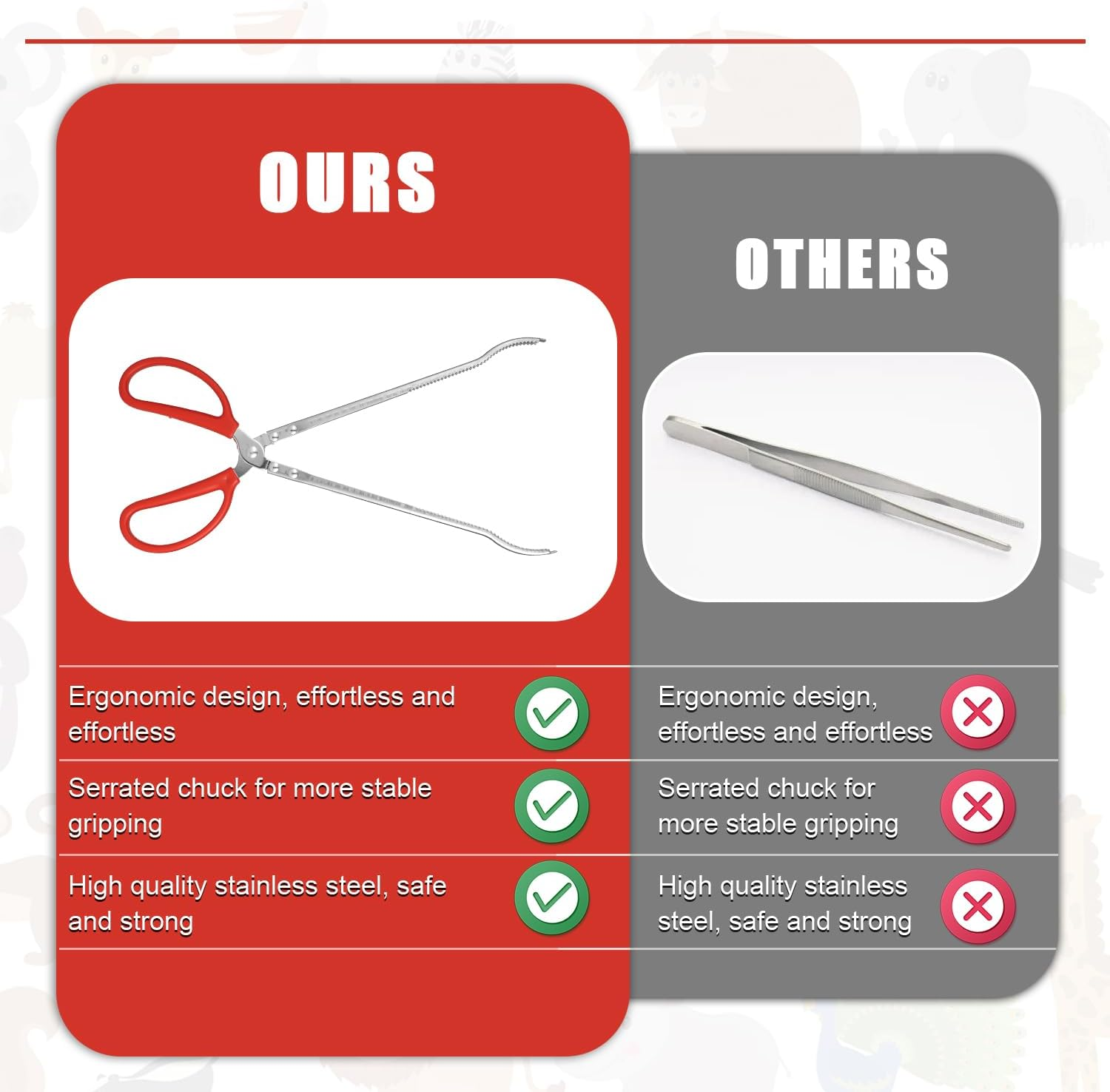 Reptile Feeding Tongs, 15 Inch Snake Feeding Tongs Anti-Skid Easy-Grip Extra Long Tweezers for Terrarium Corn Ball Python Accessories Axolotl Bearded Dragon Feeding Supplies image number 5