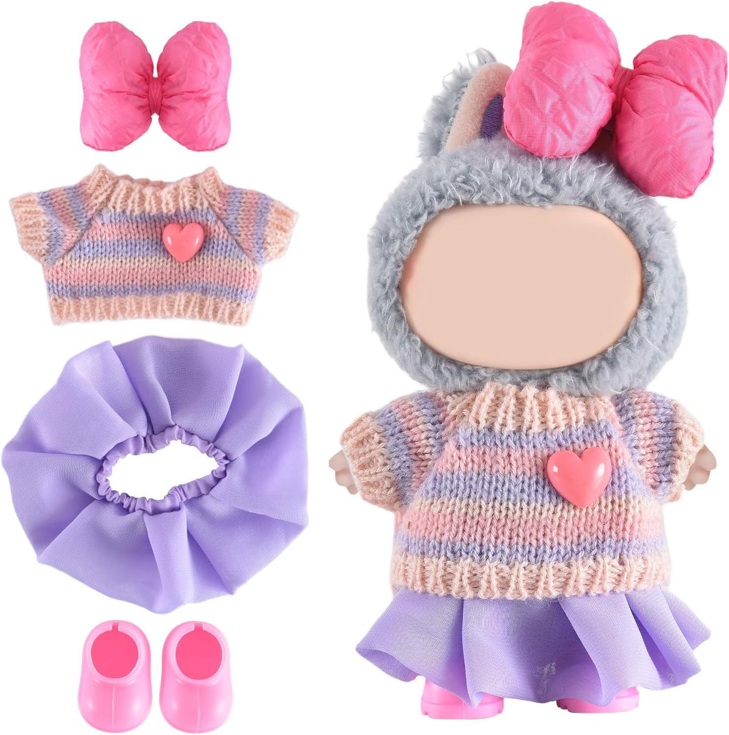 17Cm Doll Clothes, Cute Dolls Outfit Accessories with Sweater, Dress, Shoes, Clothing Set for Bubudolls