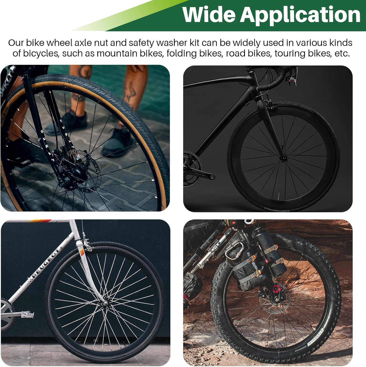 Keadic 60Pcs 3 Size Bicycle Wheel Axle Nut and Safety Washer Kit, Hub Flanged Axle Nut Hardware Parts and Wheel Retaining Hooks Repair Set for Mountain Road Folding Bike Front and Rear Wheel image number 3