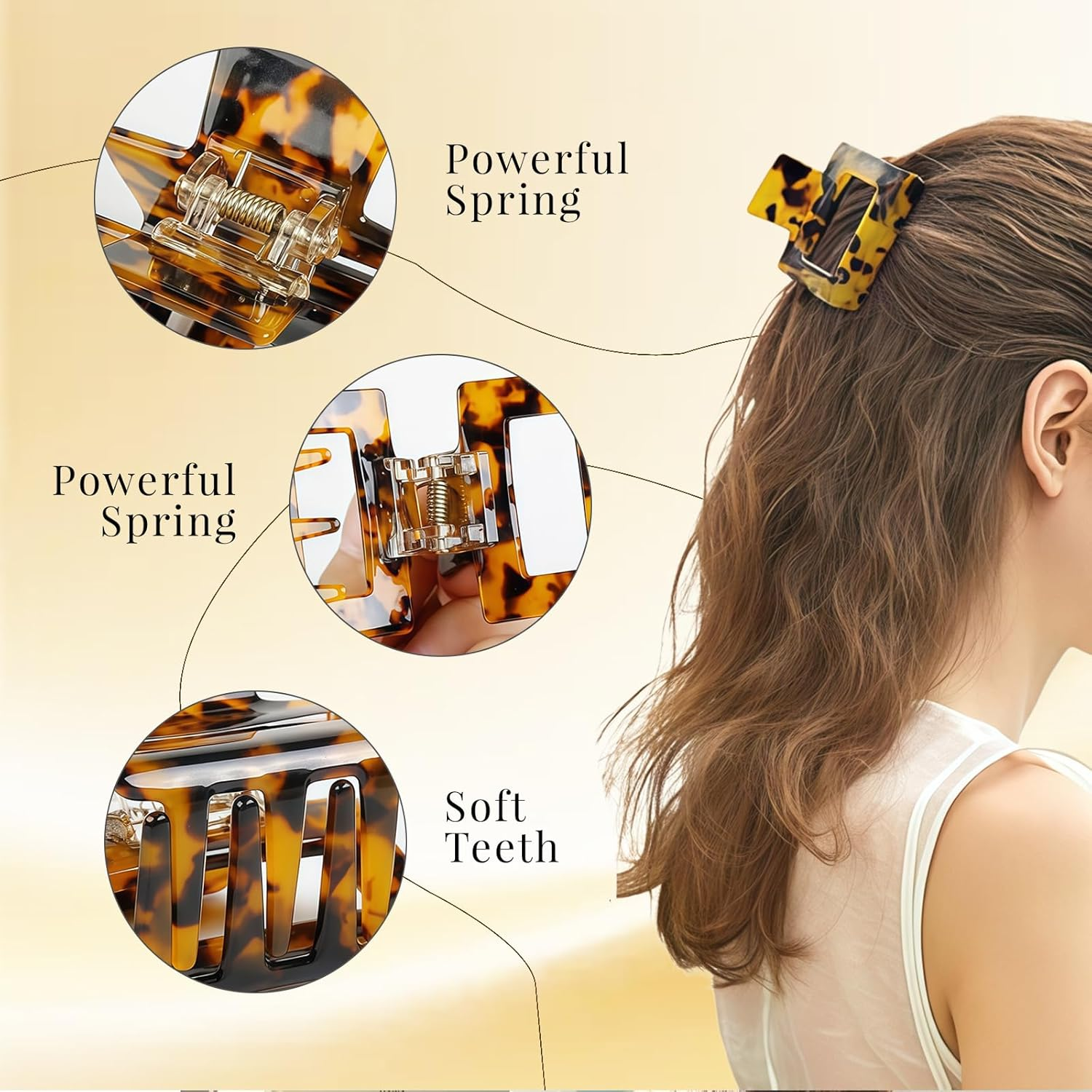 Pack of 6 Matte Hair Clips for Women Girls, Hair Claw Clip, Rectangular, Non-Slip Hair Clips for Thin/Thick Hair for Everyday, Party (5 Cm)