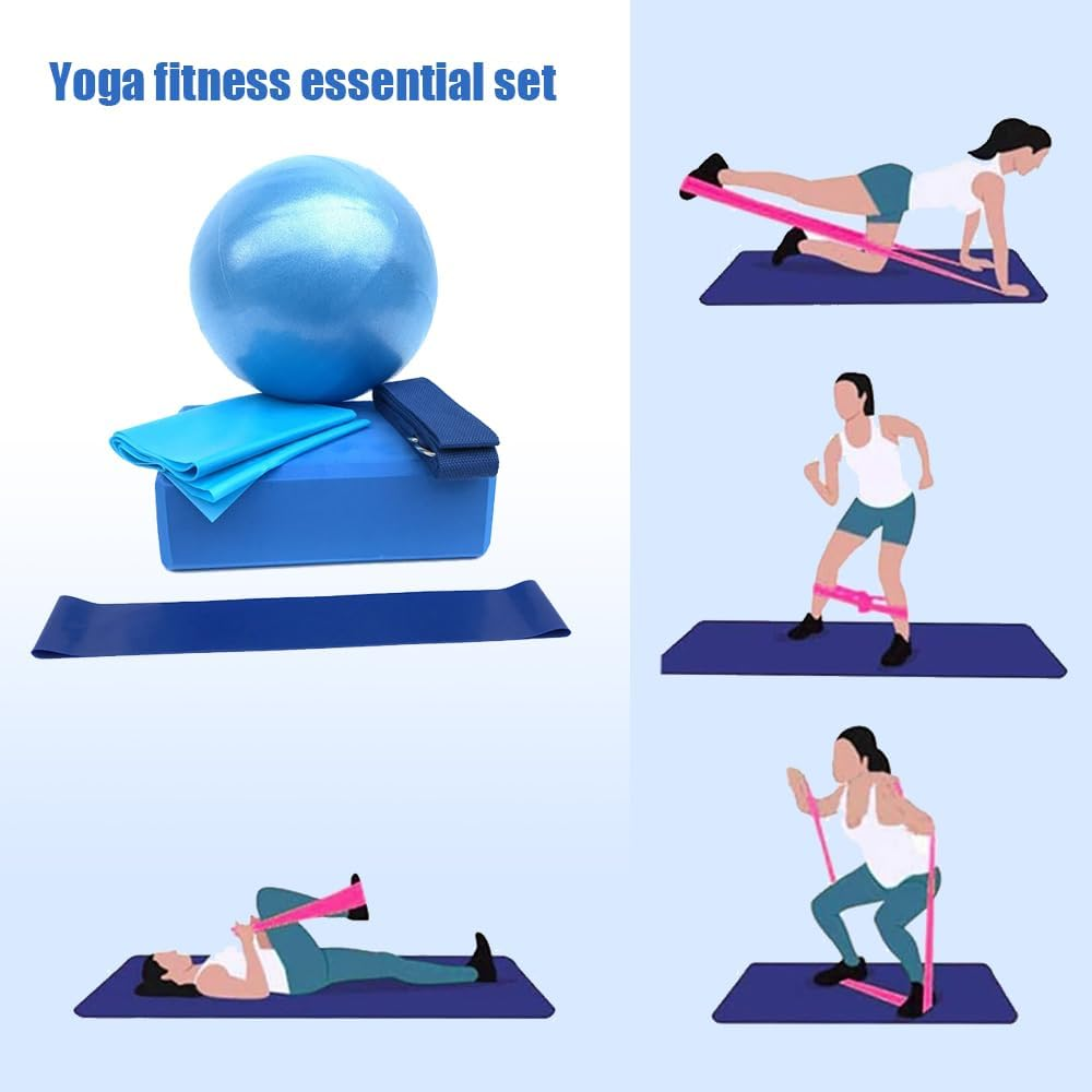 5Pcs Yoga Accessories Set,Yoga Fitness Equipment,Yoga Blocks,Versatile Yoga Device,Exercise Tool,Stretching Strap,For Yoga,Pilates,Stretching image number 1