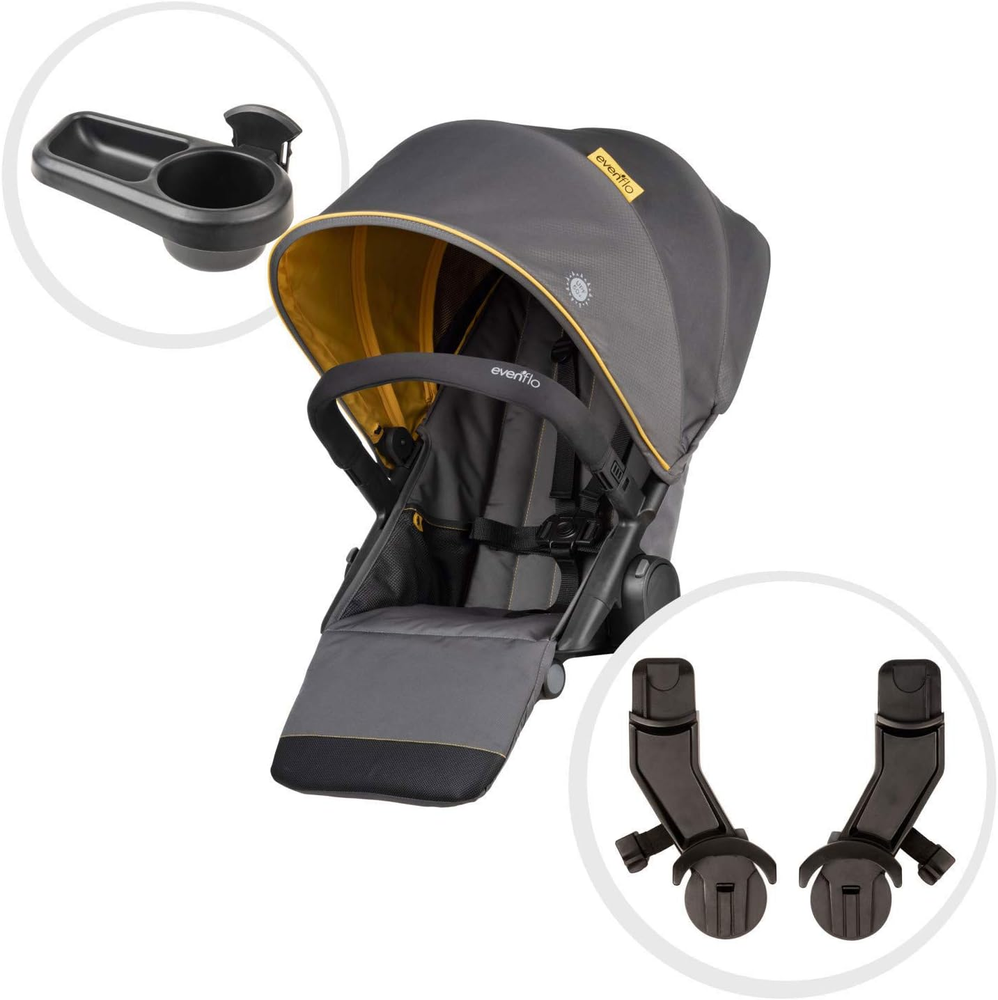 Evenflo Pivot Xplore Stroller Wagon Second Seat, Adventurer Gray image number 6