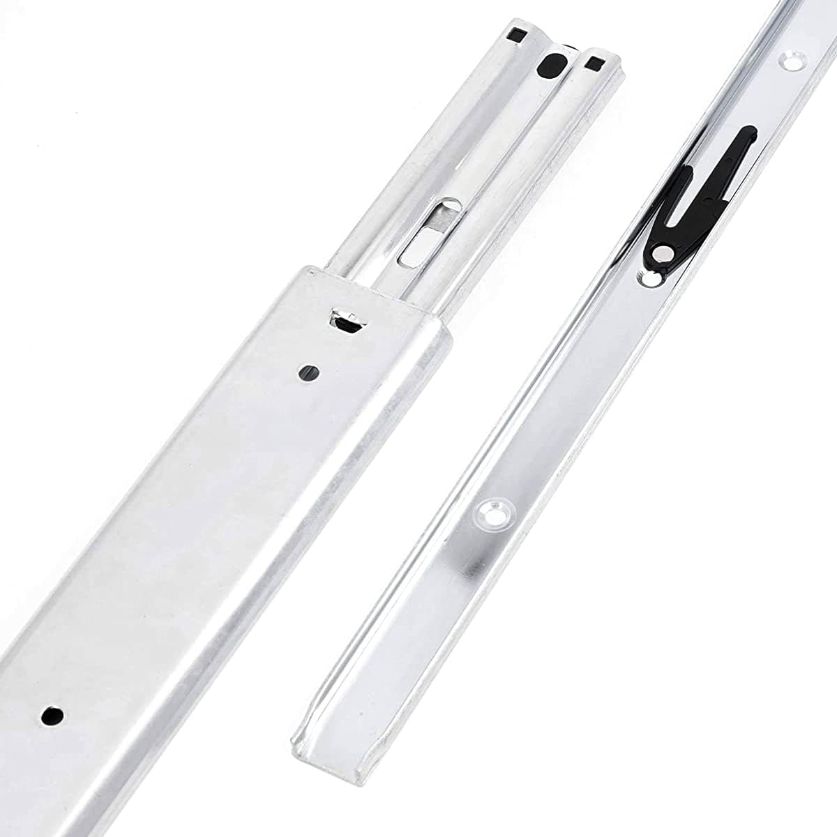 GTV H53 Drawer Runners Full Extension Drawer Runners - 53.9 X 400 Mm - 2 Mm Thick Galvanised Steel - Roller Extension Telescopic Rail Ball Guide - Rail System Maximum Load 100 Kg 1 Set = 2 Pieces