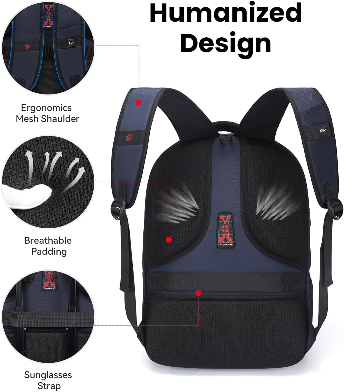 CROSSGEAR Large Travel Laptop Backpack Casual Daypacks Waterproof Bookbag Airline Approved Laptop Bag image number 2