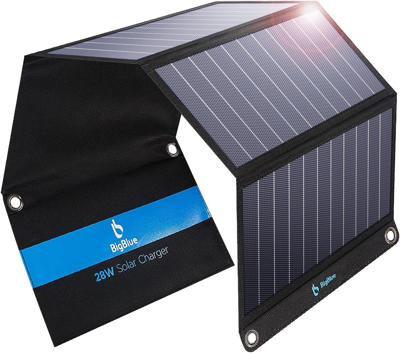 [Upgraded]Bigblue 3 USB Ports 28W Solar Charger(5V/4.8A Max), Foldable Portable Solar Phone Charger with Sunpower Solar Panel Compatible with Iphone 11/Xs/Xs Max/Xr/X/8/7, Ipad, Samsung Galaxy LG Etc. image number 4