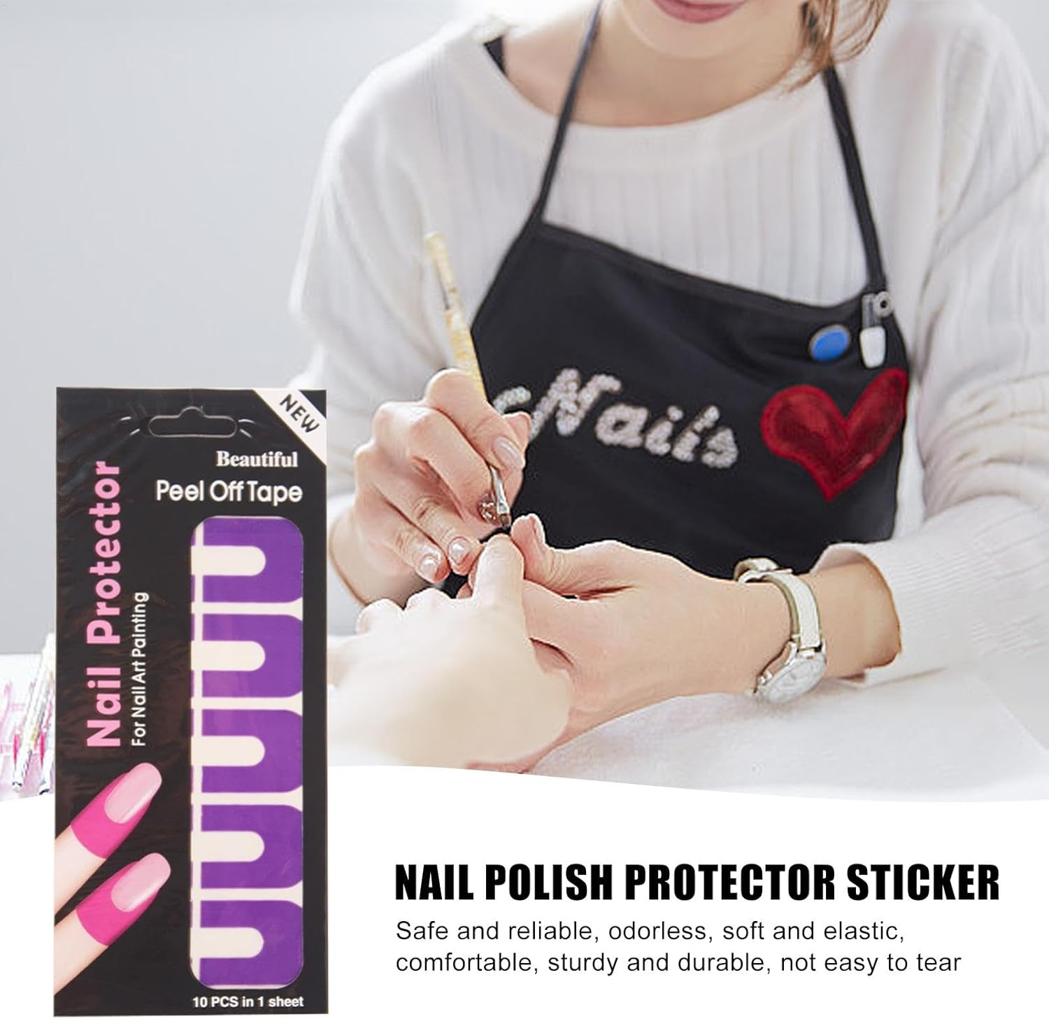 Cuticle Protector for Gel Nail Painting | Soft Elastic U-Shape Nail Guards for Polish,Nail Tape for Fingers, Peel off Nail Stickers, Spill Proof Stickers, Hand Supplies for Girls, Adults image number 6