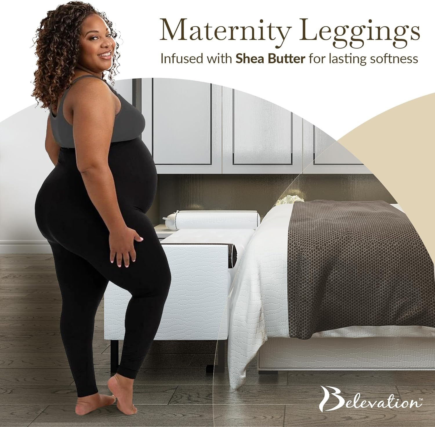 Maternity Leggings for Women - Anti-Chafing Pregnancy Tights for Women for Belly Support - Maternity Lounge Wear for New Moms image number 4