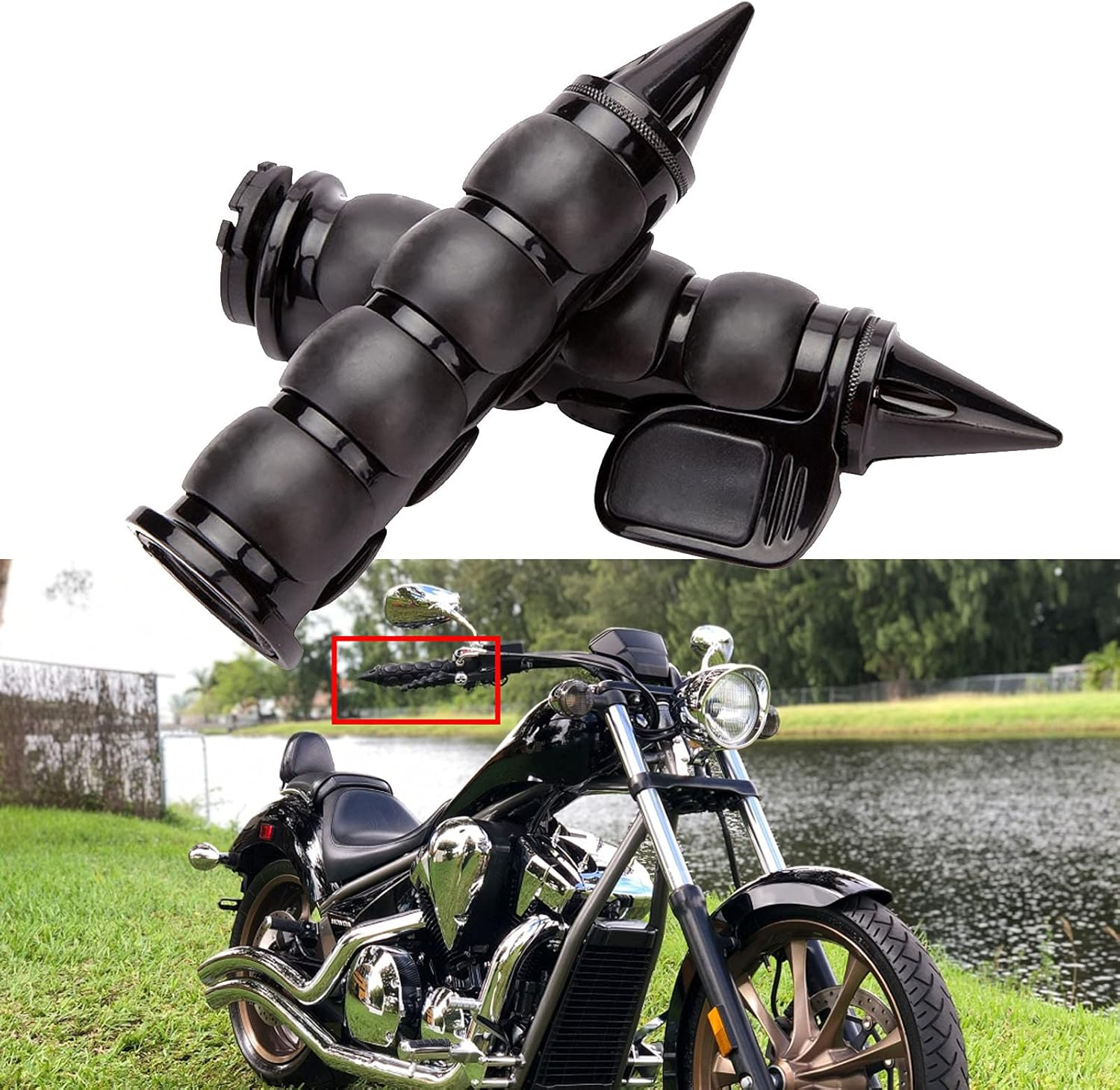 Pair of 1" Dual Chrome Motorcycle Bar End Hand Grips Handlebar Compatible with Cruisers Harley Yamaha Suzuki