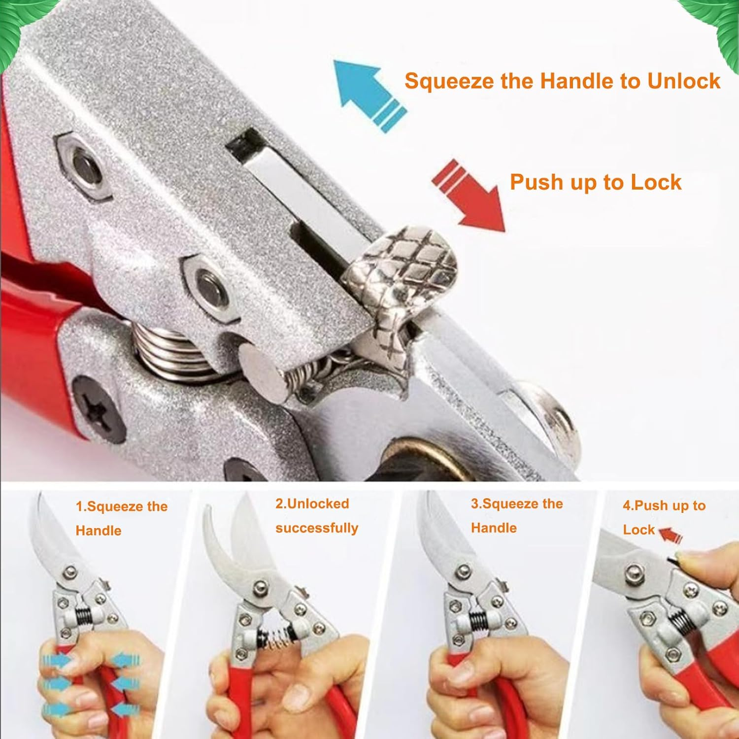 5 Pack Garden Shears Set with High-Carbon Steel Sharp Pruning Shears, Straight Fruit Picking Scissors and Serrated Electrican Scissors, Gardening Gloves & a Storage Bag image number 1