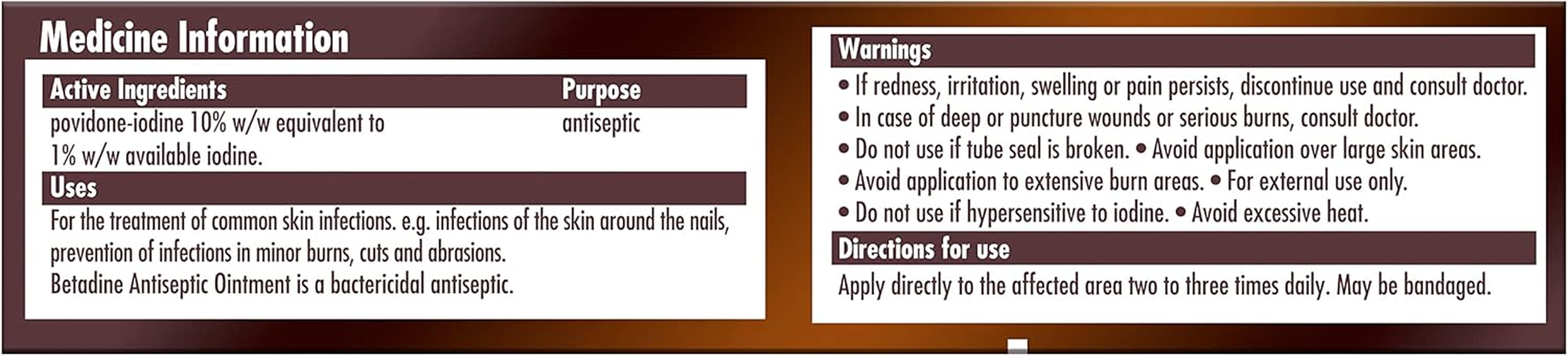Betadine Antiseptic Ointment, Treatment of Skin Infections, Minor Cuts and Abrasions, Helps Prevent Infection, 25G