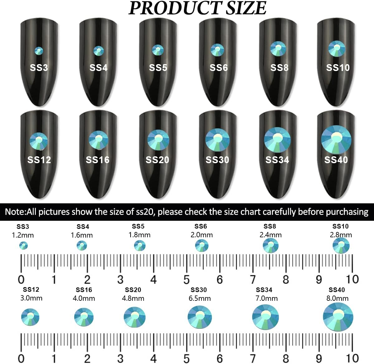 Novani Hotfix Rhinestones, Aquamarine AB Flatback Glass round Crystals Gems for Crafts Clothes Shoes Bag DIY Decoration (Ss30/6.4Mm/288Pcs) image number 6