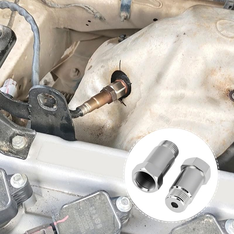 2Pcs O2 Sensor Spacer Adapter, Universal 45Mm M18*1.5 Anti-Fault Code Extension, Universal O2 Oxygen Sensor Spacer Extender Isolator for Exhaust System Repair Replacement Accessory