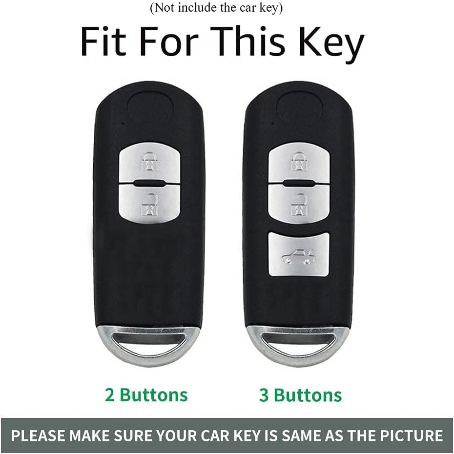 Ontto Car Key Fob Cover Fit for Mazda MX5 CX-5 CX-7 CX-9 Mazda 6 Atenza Smart Key Case TPU Key Shell Key Holder Keychain Accessories 3-Buttons White - 2 Buttons-Green image number 6