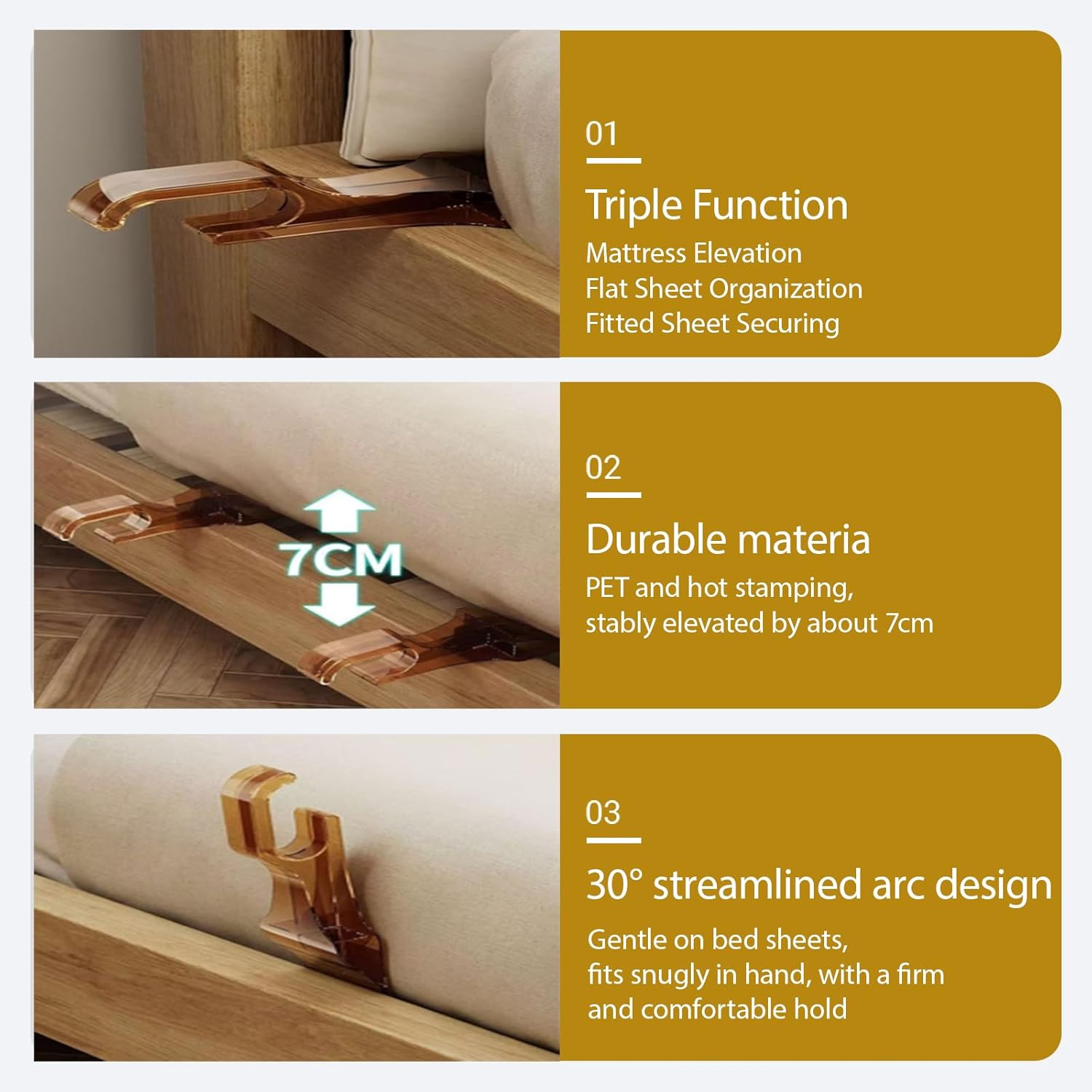 Bed Risers,Mattress Wedge Lifters with New Ergonomic Design,Heavy Duty Bed Sheet Tucking Tool,Convenient Bedding(1Pc,Brown)