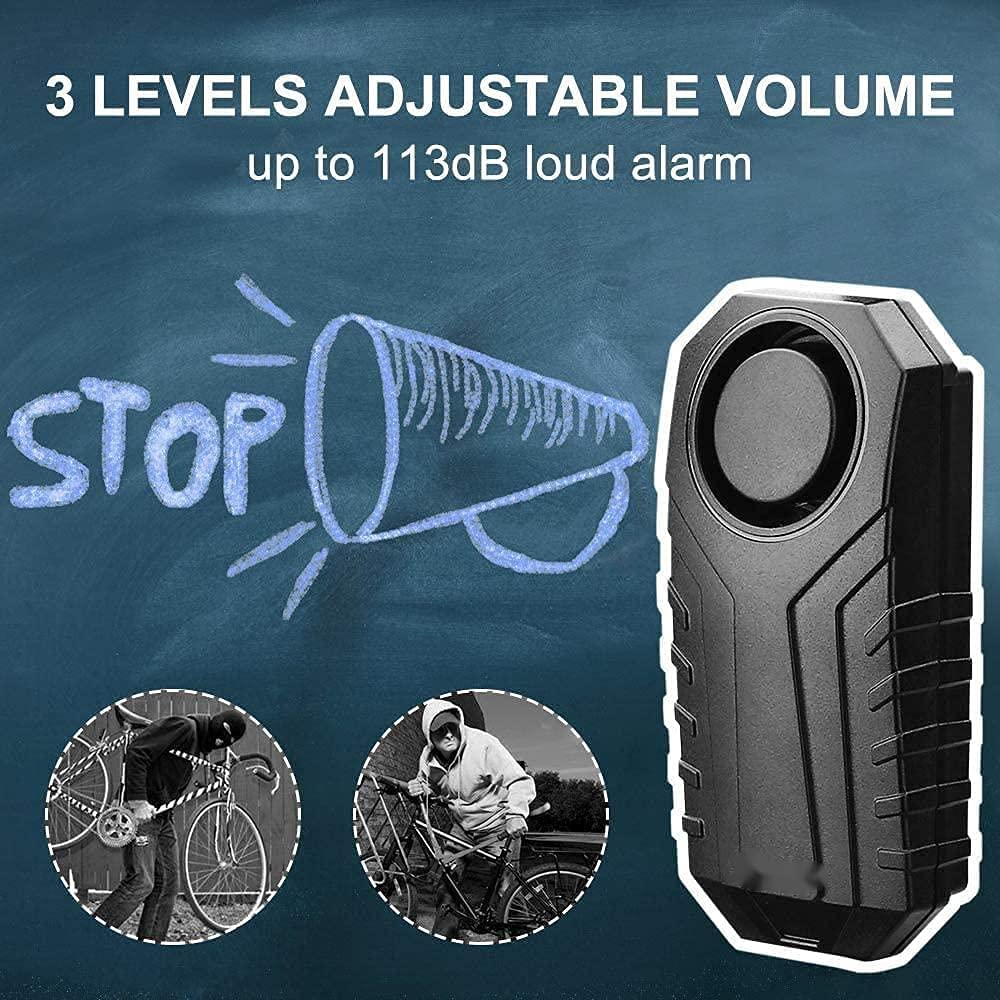 NEEWERS 113Db Bicycle Alarm, Wireless Anti-Theft Burglar Security Alarm for Bike Motorcycle Car Mobility Scooter Vehicles Door Window, Super Loud and Waterproof (Remote Control Included)