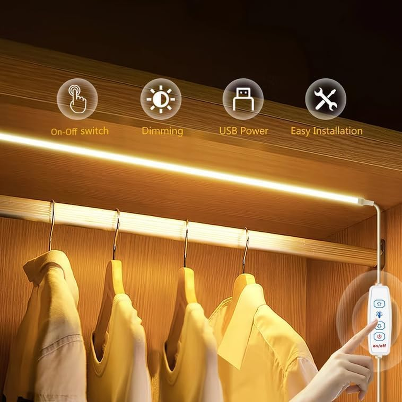 TOPXCDZ Dimmable USB COB LED Strip, White, 6500 K Adhesive Tape, LED Stripe, 5 V TV LED Backlight with On/Off Switch for Bedroom, Home, DIY Lighting (White, 1 M) image number 1