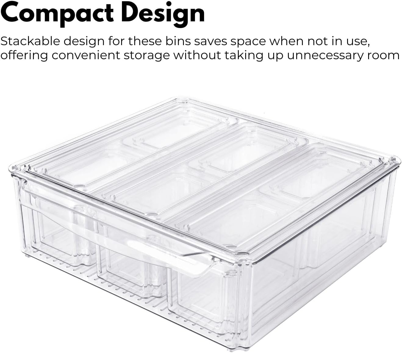 Gominimo 10 Pack Clear Stackable Fridge Organiser Bins with Lids, Anti-Slip Design, Versatile Sizing, Moisture-Resistant with Lids, Keep Food Fresh and Tidy, Transparent