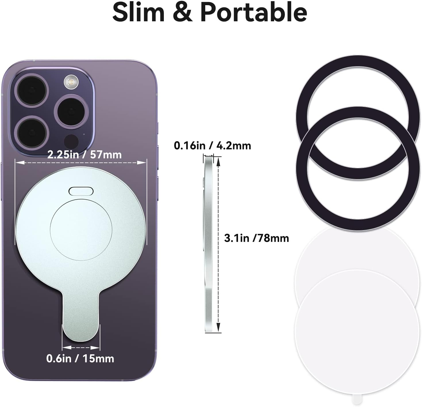 Cloudvalley Magnetic Base Phone Clamp Holder, Designed for DJI OM Mobile OM 7P/7/6/5/4/4 SE Smartphone Gimbal Stabilizer, for DJI OM Magsafe Accessories, Metallic Silver image number 2