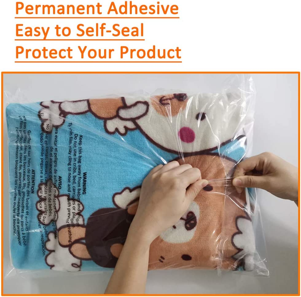 Belinlen 100 Count 18X24 Inch Self Seal Clear Poly Bags with Suffocation Warning for Packaging, Shipping & FBA with Permanent Adhesive (1.5Mil) image number 5