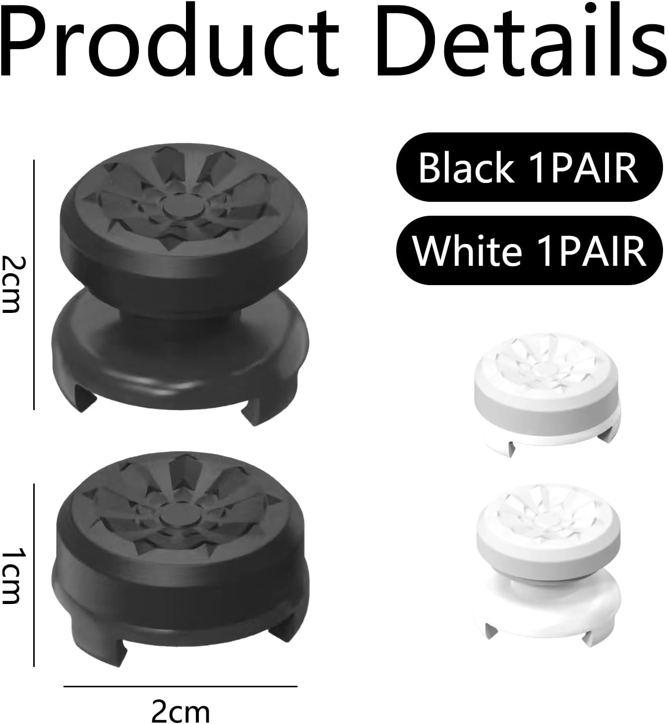 Yxvyxymyxxg Textured Thumb Grips for PS5, 2 Pairs Black and White Non-Slip Silicone Joystick Caps &mdash; Compatible with PS5 / PS4 Controllers, to Improve Grip/Control image number 4