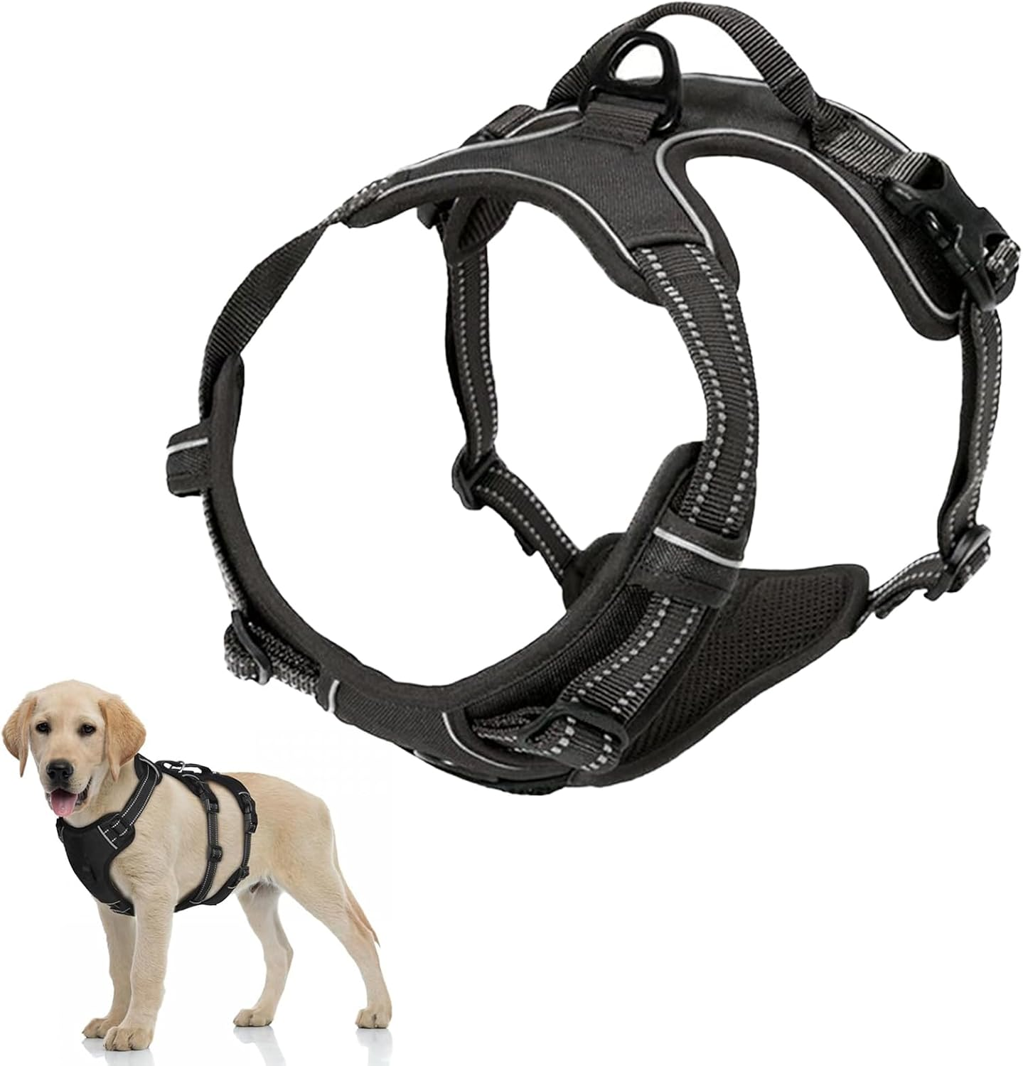 Reflective Dog Harness, Dog Harness, Medium Dogs, No-Pull Dog Harness, Breathable, for Large, Medium, Small Dogs for Daily Walking, to Prevent Dogs Running around (56-69 Cm) image number 5
