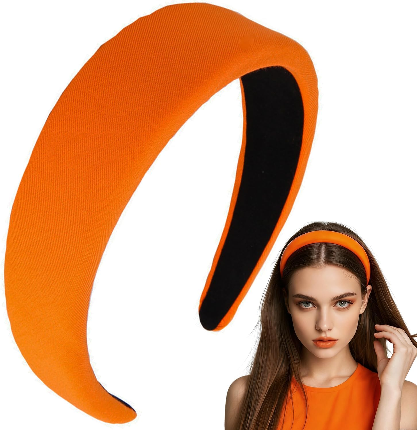 Esshogo Hair Band Orange Headband, Fashion Hair Accessories for Women Girls, Wide Headband, Orange Headband, Wide Hair Band, Wide Headband, Headbands Hair Band