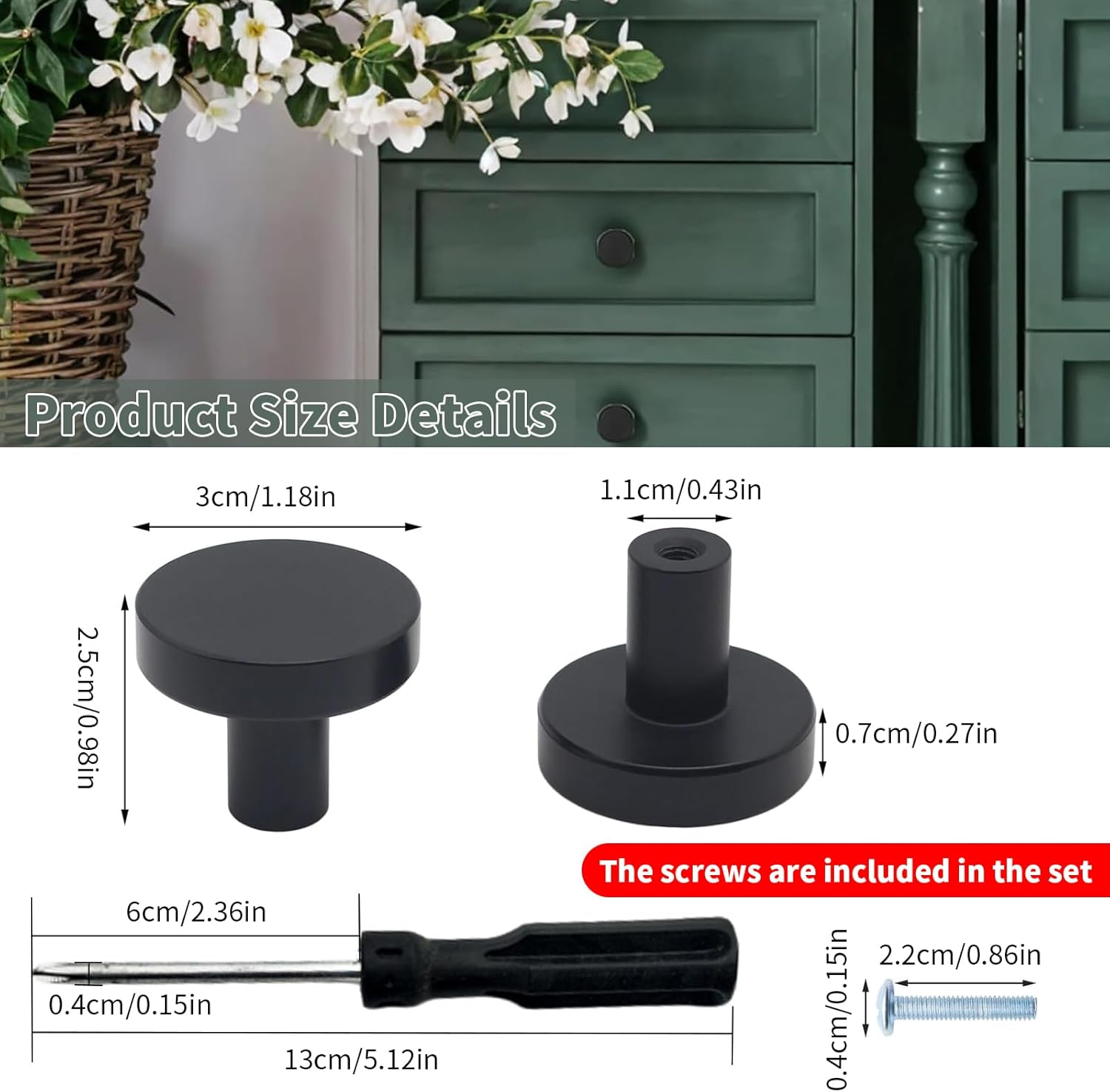 20 Pack Drawer Knobs with 2 Screwdrivers, Modern round Kitchen Cabinet Knobs & Dresser Pulls, Decorative Furniture Handles for Cabinets, Cupboards, Drawers, Durable Hardware for Home & Office (Silver)