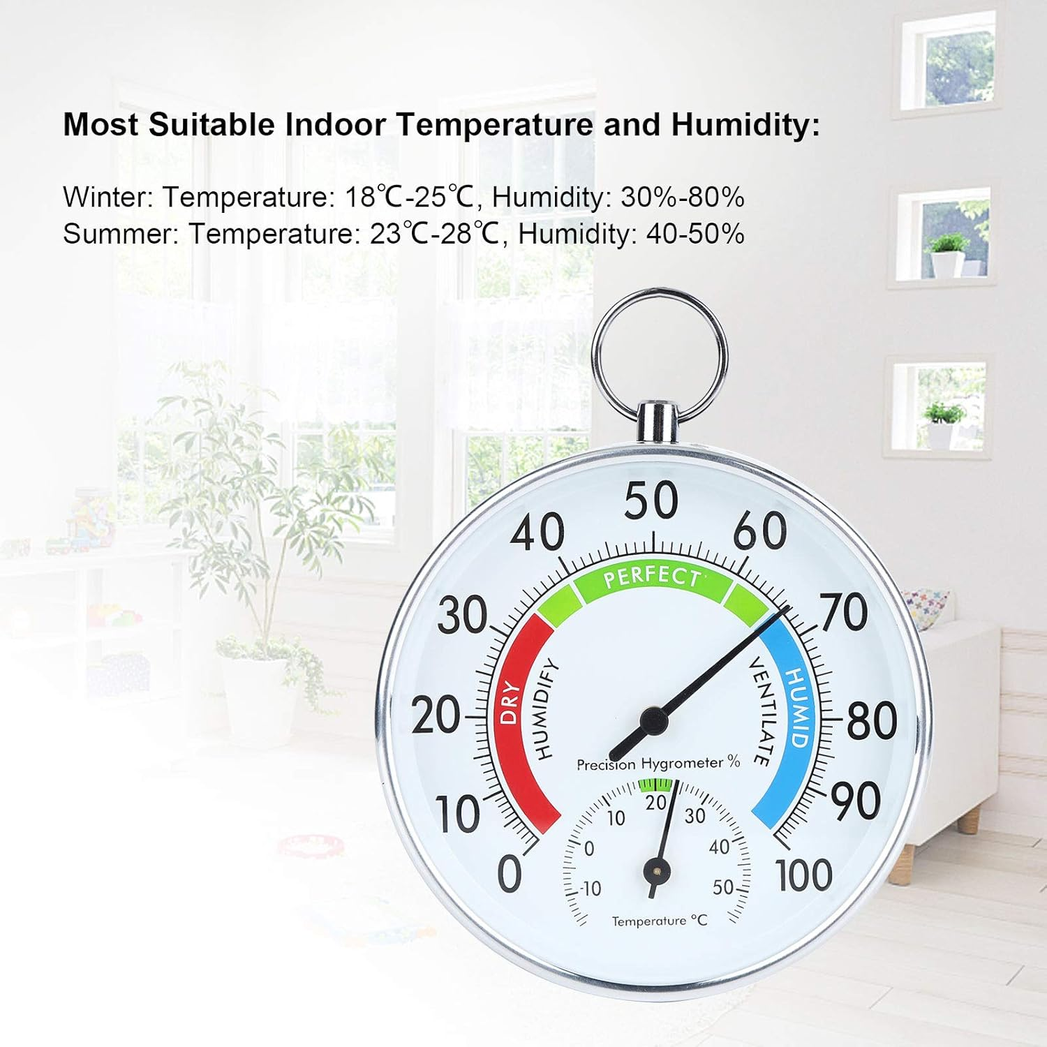 Thermometer Hygrometer Temperature Humidity Meter with Hanging Suitable for Indoor Greenhouse Planting and Warehouse Temperature Measurement Conforms image number 2