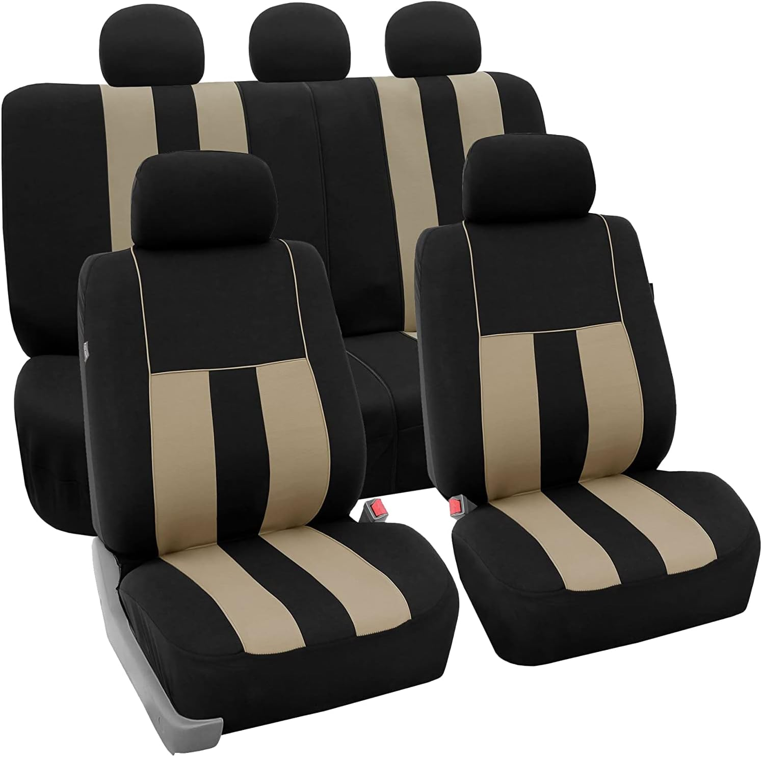 FH Group Car Seat Covers Full Set Cloth - Universal Fit, Automotive Seat Covers, Low Back Front Seat Covers, Airbag Compatible, Split Bench Rear Seat, Car Seat Cover for SUV, Sedan, Van Orange