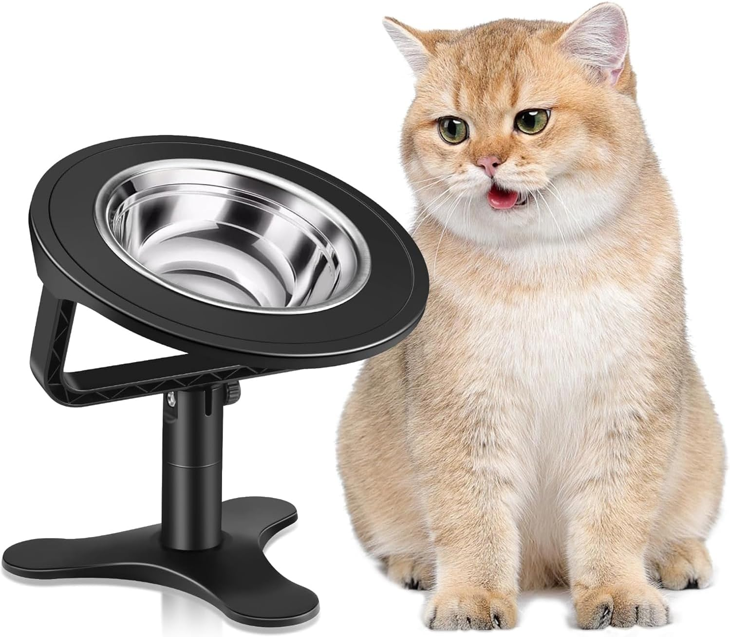Adjustable Raised Cat Food Bowl - Tilted Design for Cats - PRENDIEEN Elevated Cat Food Water Bowl for Improved Digestion and Comfort (1-Pack) image number 4