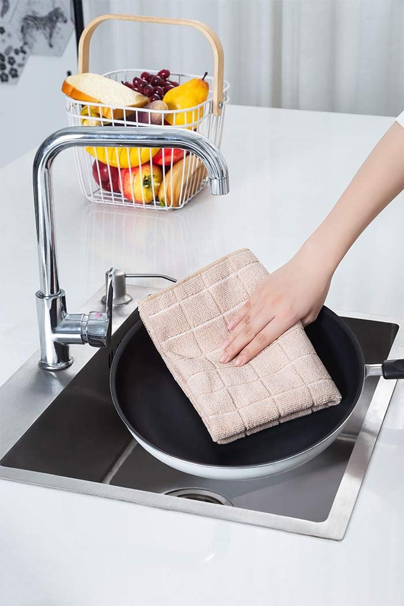 Microfiber Dish Towels - Soft, Super Absorbent and Lint Free Kitchen Towels - 8 Pack (Lattice Designed Camel Colors) - 26 X 18 Inch (Camel) image number 1