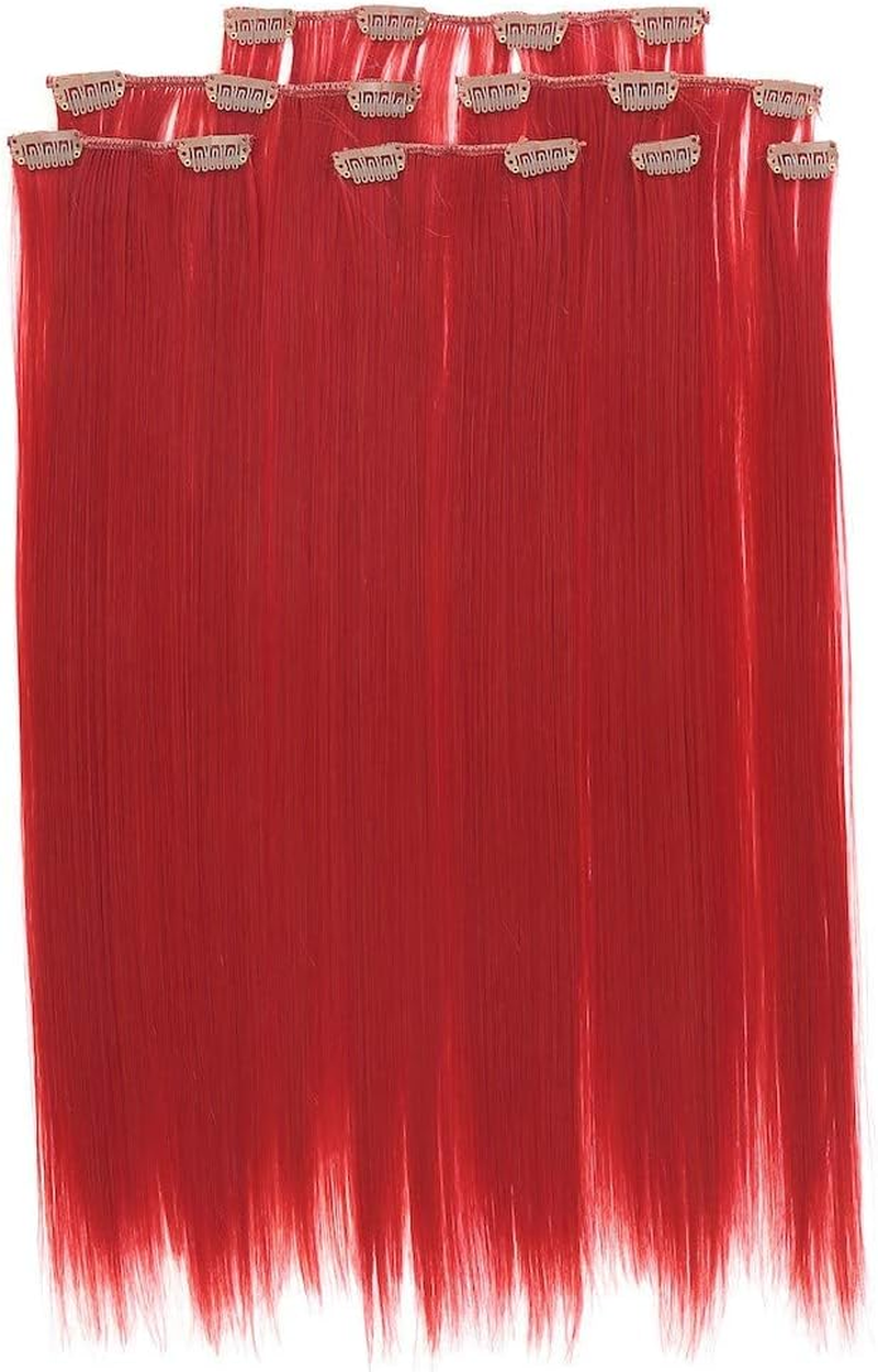 Prettyland R01 7-Piece Set Static-Free Clip-In 50 Cm Straight Long Hair Extensions Orange Copper Red - Brown 6 image number 4