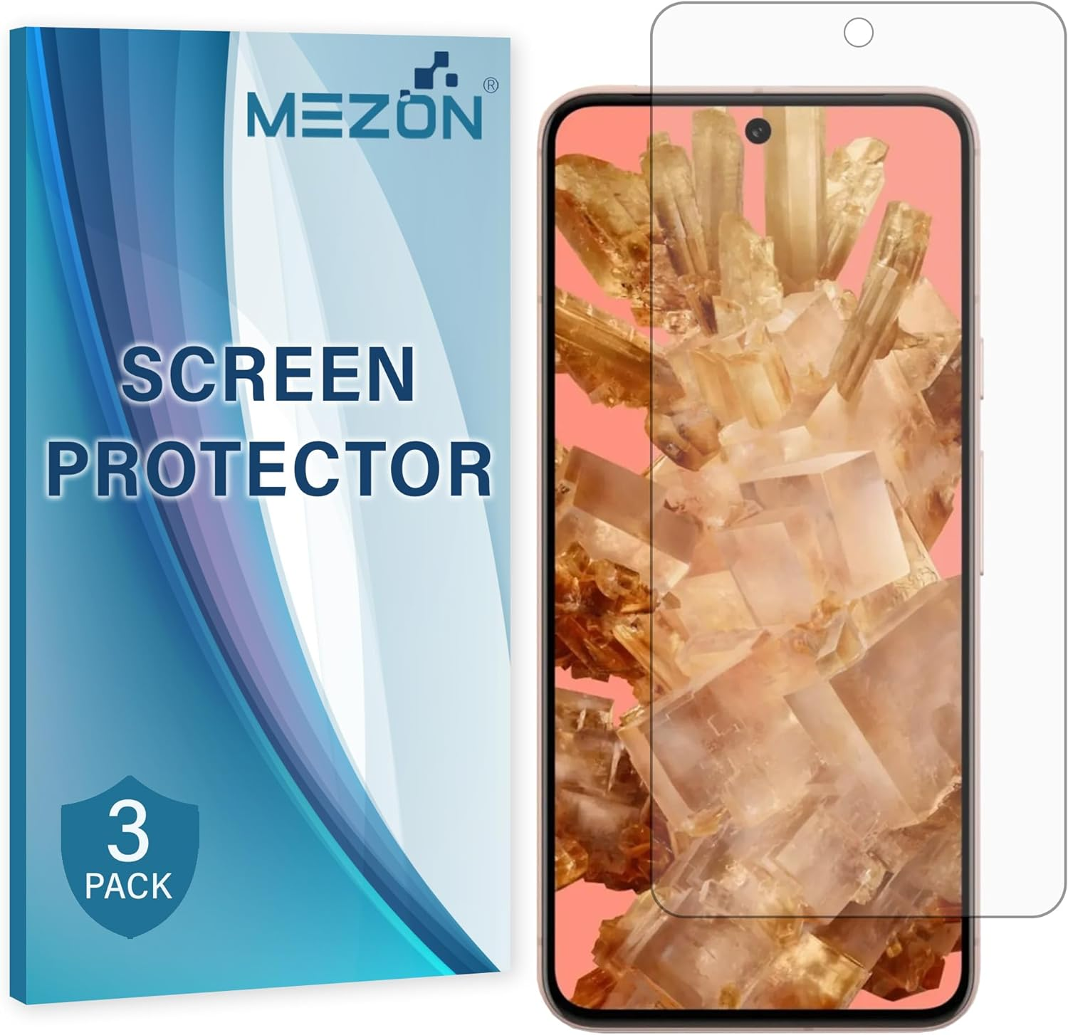 MEZON [3 Pack] Google Pixel 8 (6.2") Premium Hydrogel Clear Edge-To-Edge Full Coverage Screen Protector Film (Pixel 8, Hydrogel) image number 1