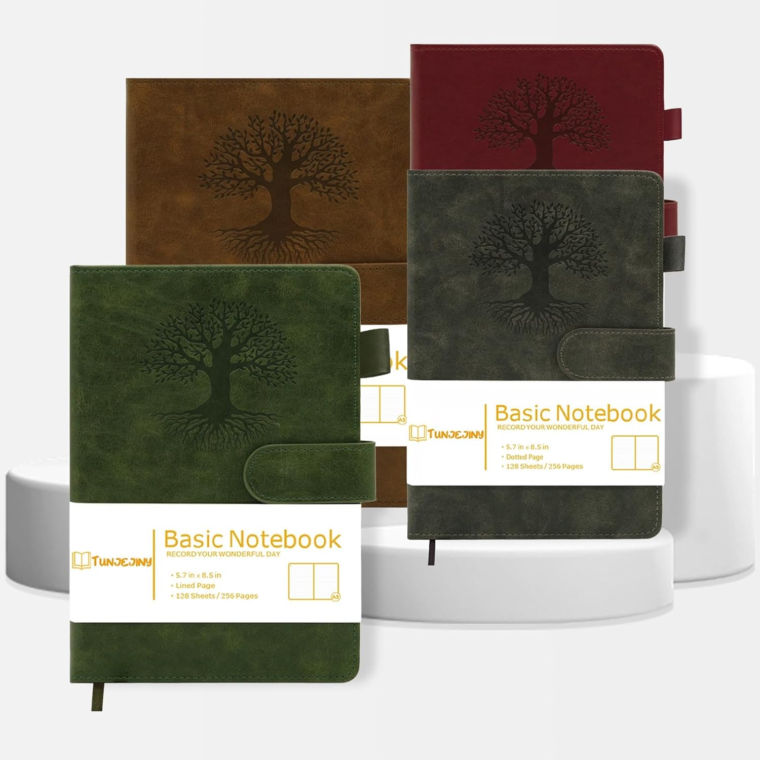 TUNJEJINY Lined Journal Notebook for Women & Men, Hardcover Leather Journal for Writing, A5 College Ruled Notebook for Work & Note Taking, Perfect for Office School Home Supplies, 256 Pages