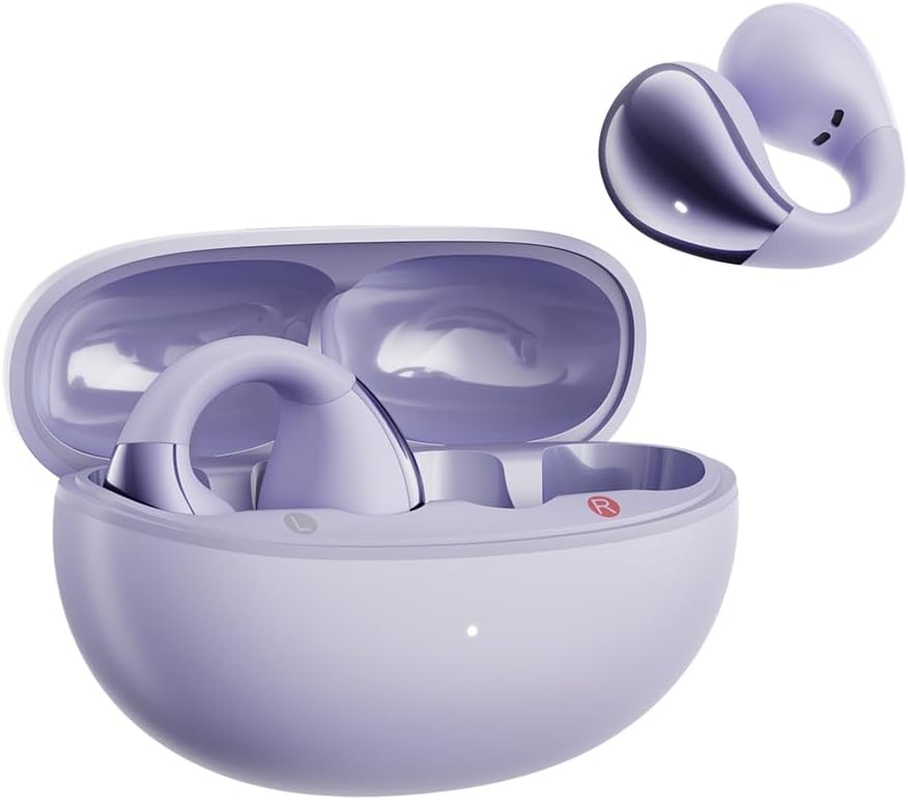 QCY Crossky C30 Open Ear Earbuds Wireless Bluetooth, Clip-On Headphones with 4 ENC Noise Cancelling Mic, Stable Fit, Dual Connection, EQ Customized, Sports Earphones for Workout/Running (White)