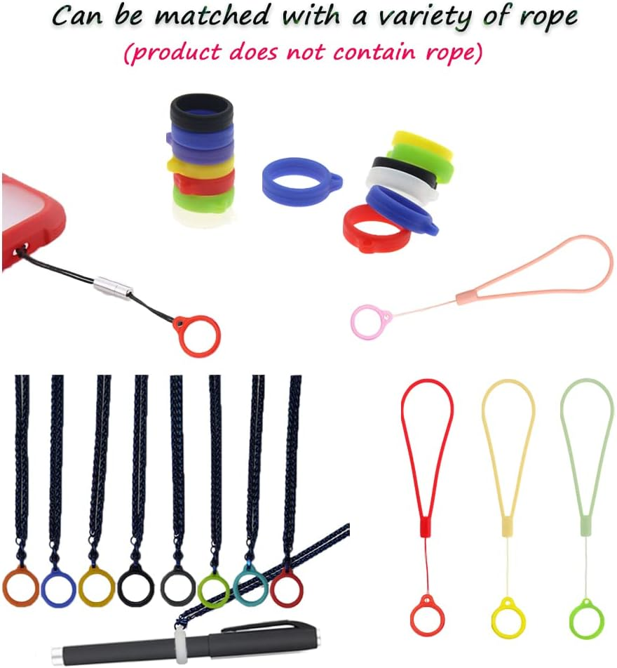 100 Pcs Anti-Lost Silicone Rubber Ring Holder, Silicone Lanyard Holder Case for Pen, Pen Anti-Lost Silicone Rubber Ring for Pen Devices Office or Daily Sports (Dia. 0.5"/13Mm, Mixing Colors,