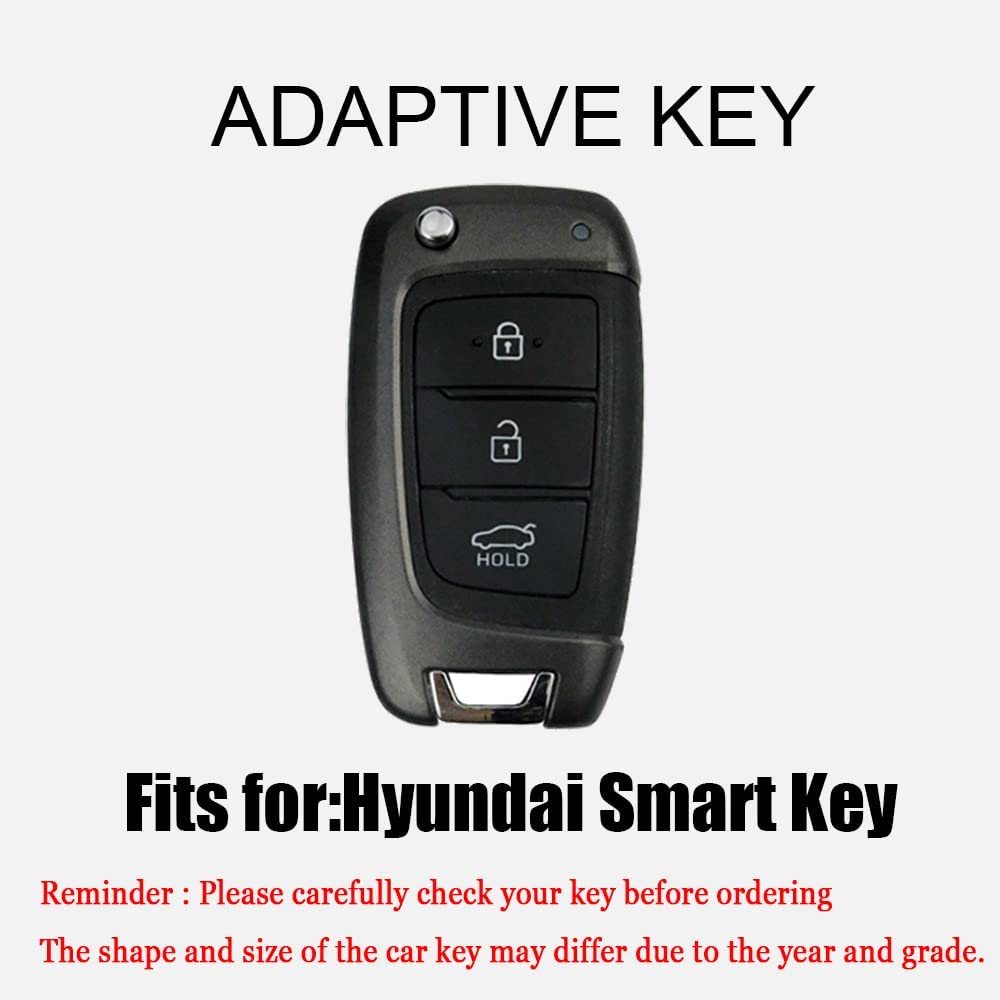 HIBEYO Flip 3 Button Key Fob Cover for Hyundai Elantra Solaris 2 Tucson I30 I35 I40 Ix35 Kona Genesis Santa Fe Azera Verna Accent Celesta Sonata Car Accessories with Keychain-Leather Key Chain(Purple) image number 6