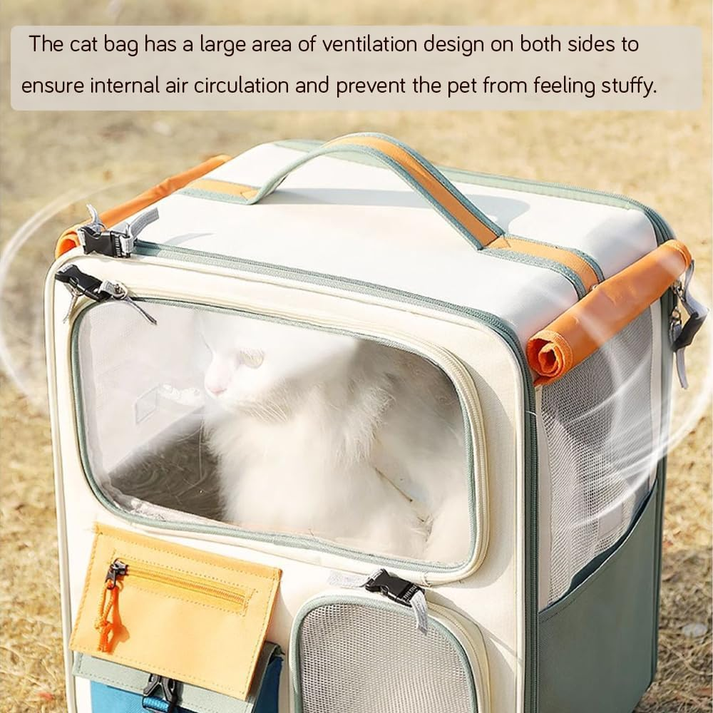 Extra Large Pet Carrier with Wheels, 42X36X27Cm Collapsible Soft-Sided Cat & Small Dog Carrier (Up to 15Kg), Travel Carrier with Telescopic Handle for Car, Airplane, Walking image number 5