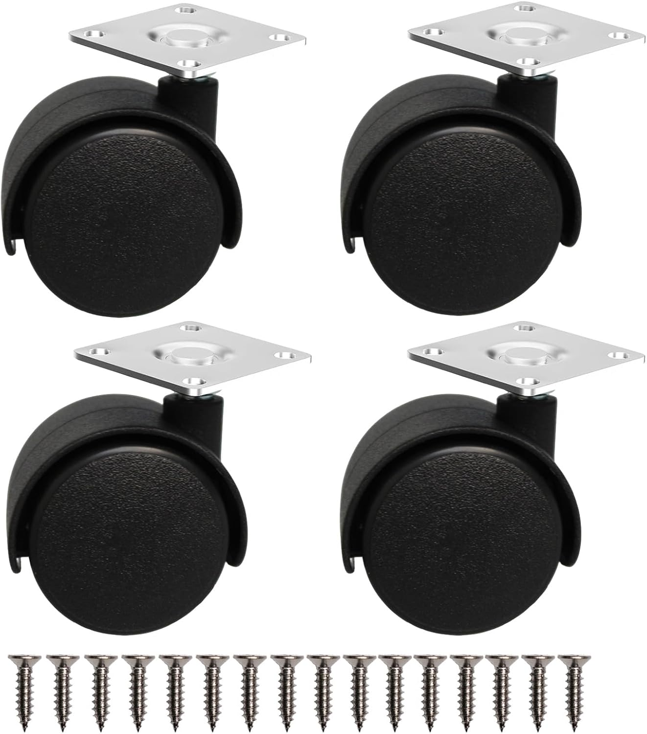 Dalyndar Furniture Casters 1.5 Inch Swivel Wheels Replacement Universal Rollers Suit for Move Small Cabinet Table Desk Drawer Cart Shelf Planter, 4Pcs Nylon Castors Screw in Wheels Loading Upto 200Lbs image number 2